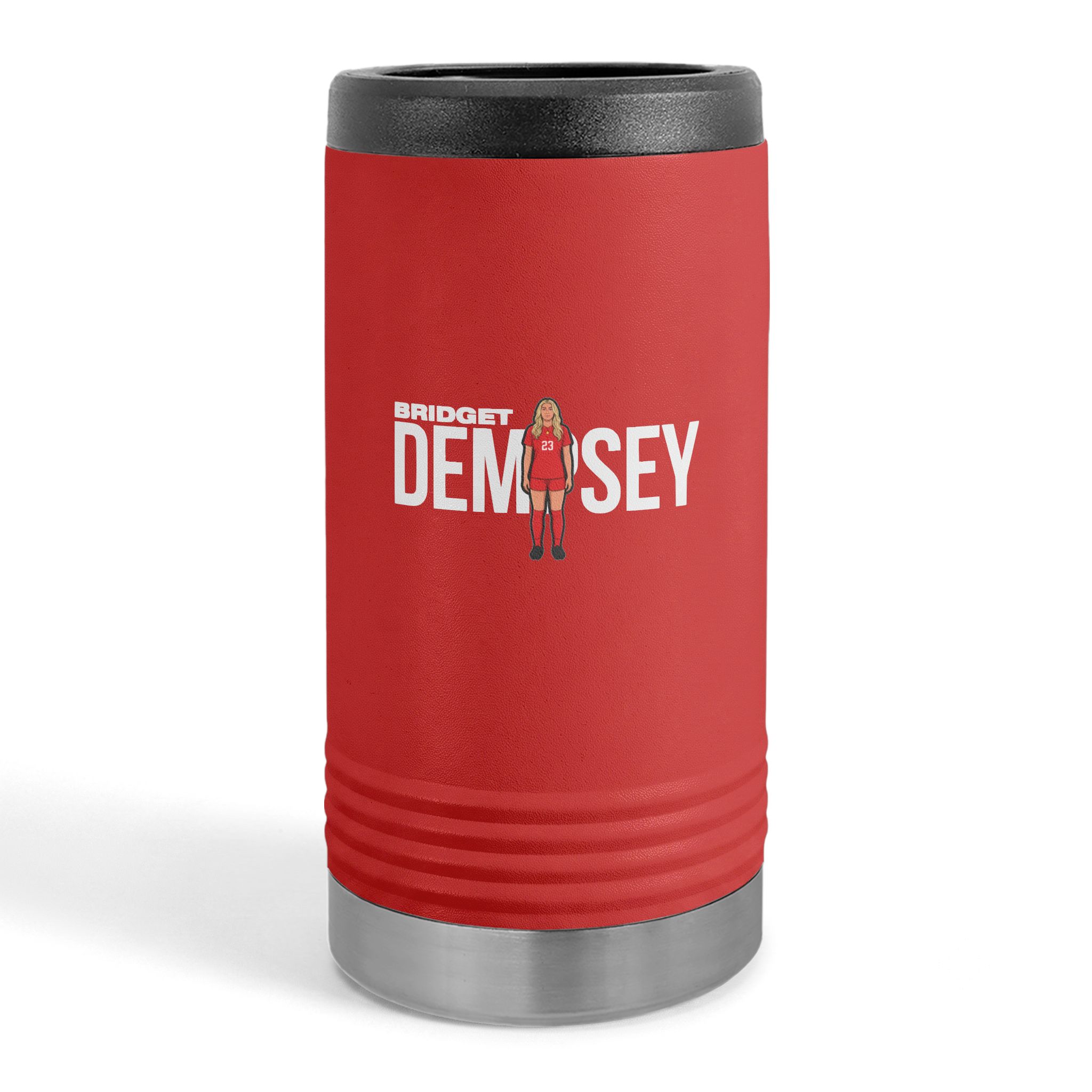Slim Stainless Can Cooler — character_player_name in Red