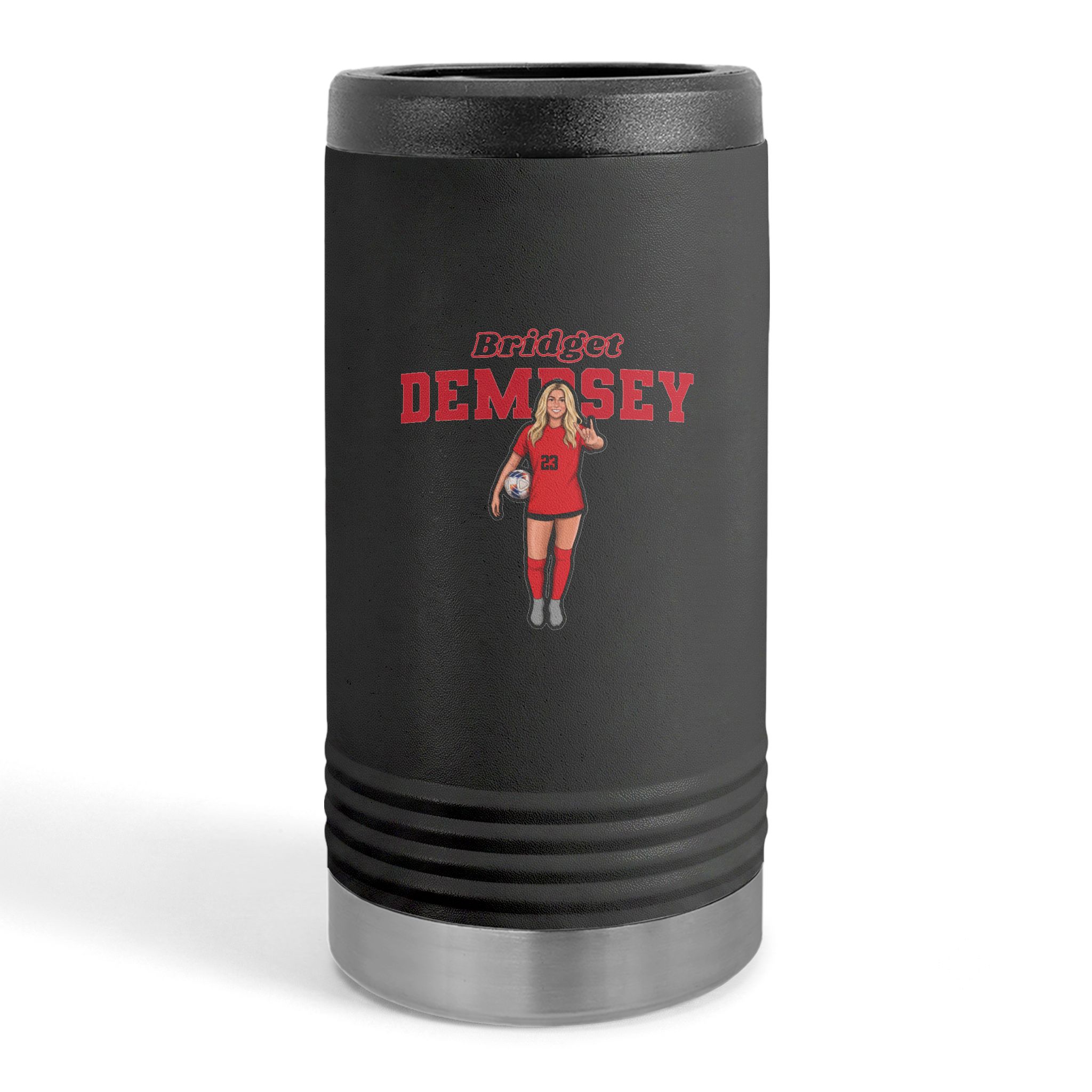 Slim Stainless Can Cooler — character_name_arch in Black