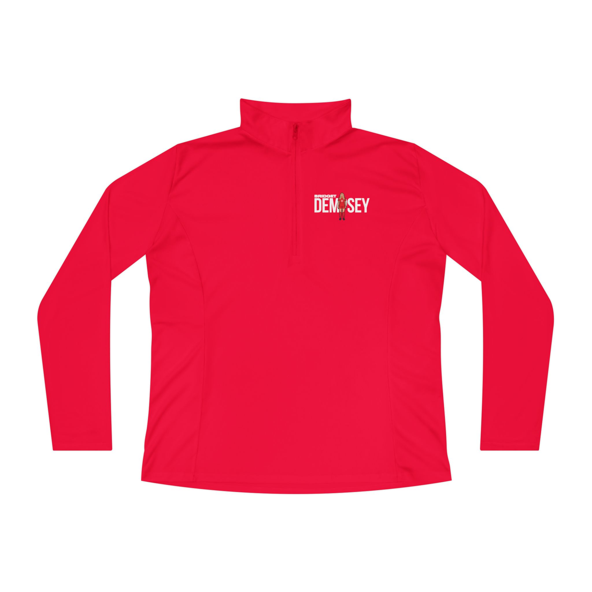 Women's Q-Zip Pullover — character_player_name in Red