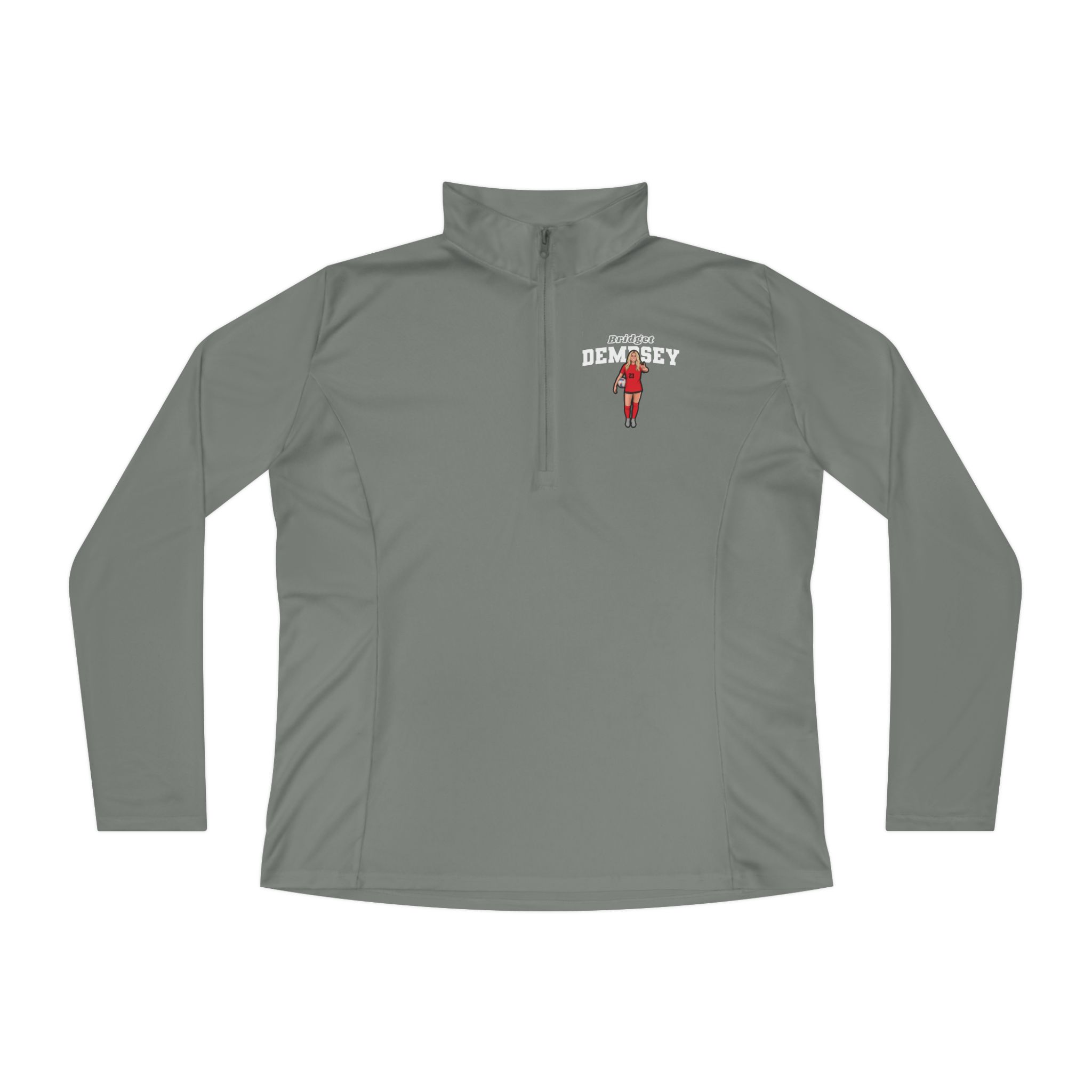 Women's Q-Zip Pullover — character_name_arch in Grey