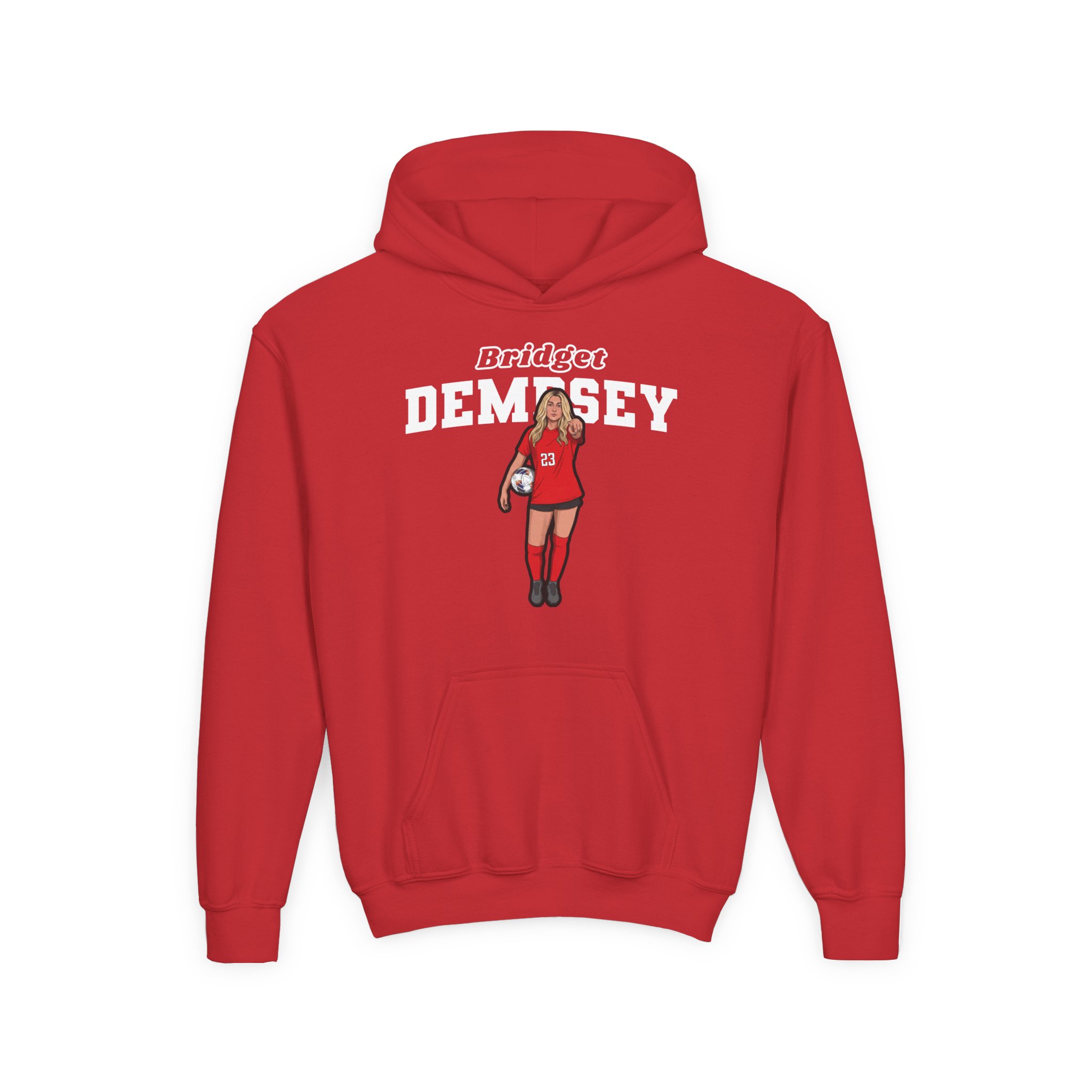 Youth Hoodie — character_name_arch in Red