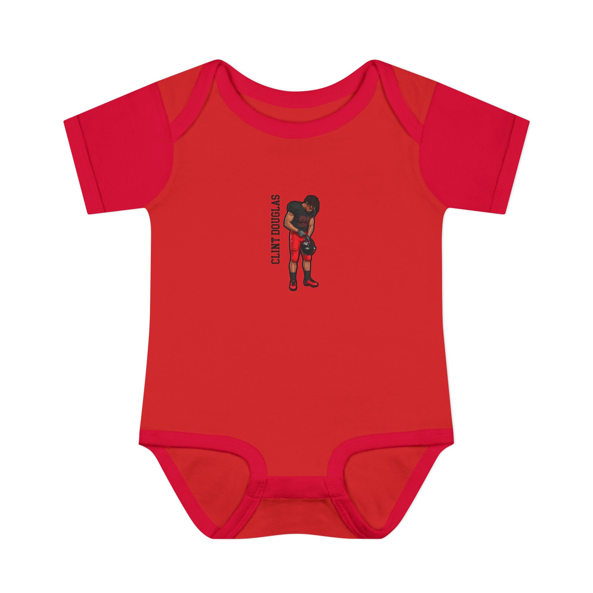 Baby Onesie — character_name_vertical in Red