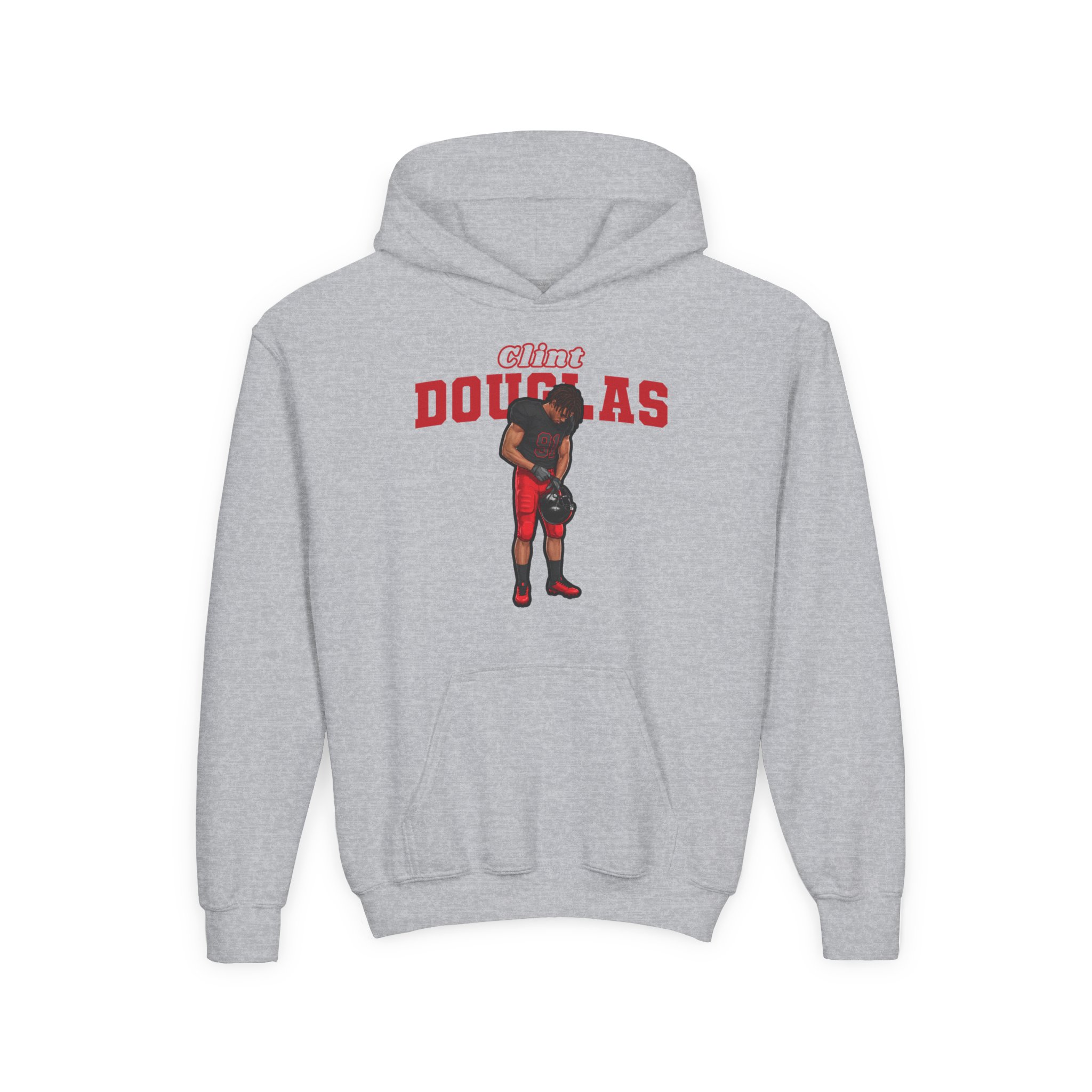 Youth Hoodie — character_name_arch in Grey