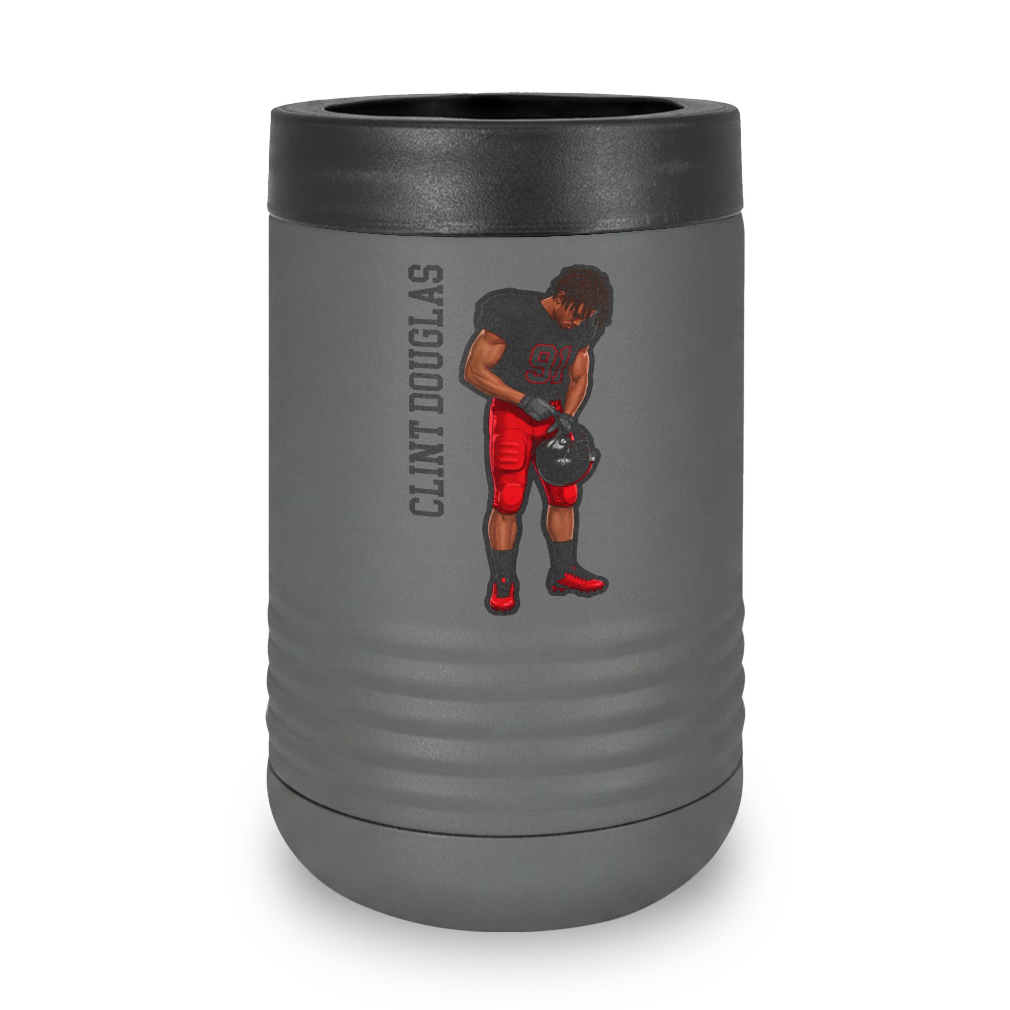 Stainless Can Cooler — character_name_vertical in Grey