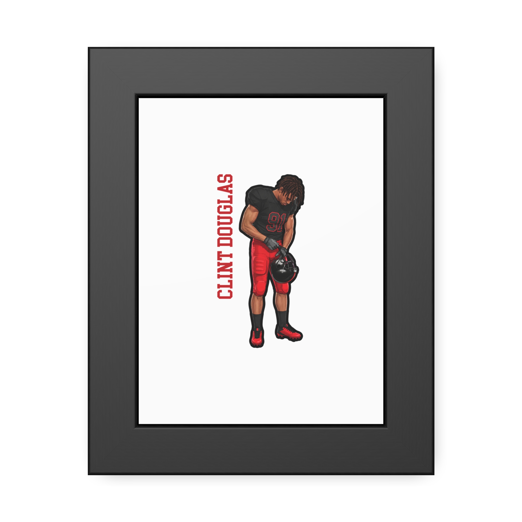 Framed Poster — character_name_vertical in Black