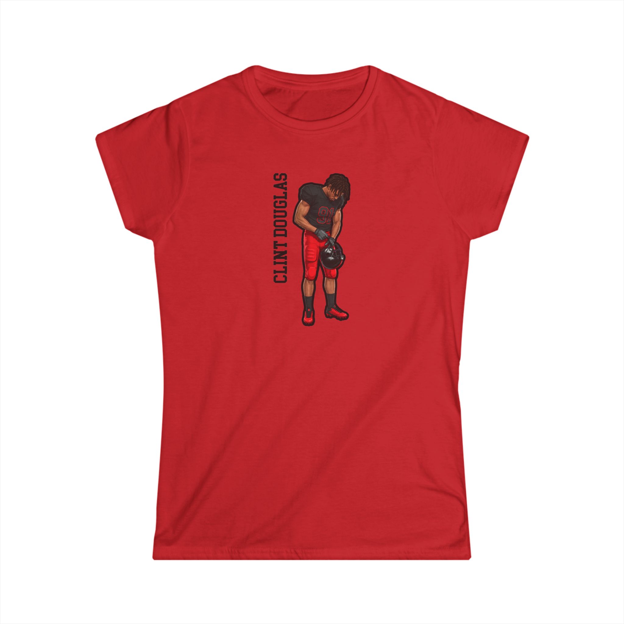Women's Softstyle Tee — character_name_vertical in Red