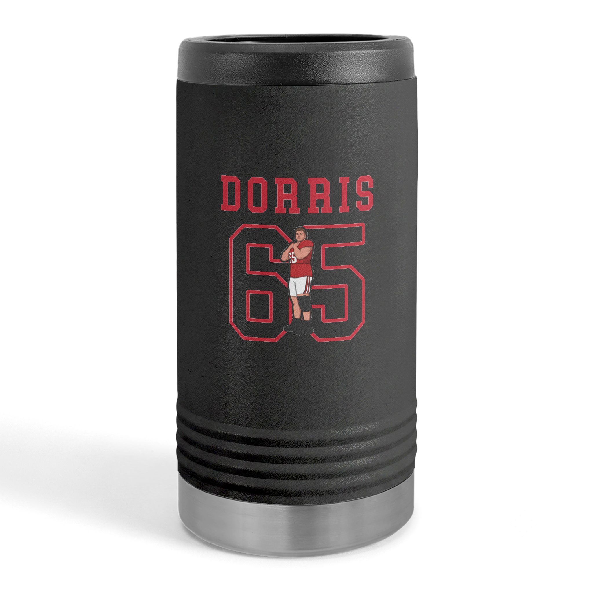 Slim Stainless Can Cooler — character_shirsey in Black