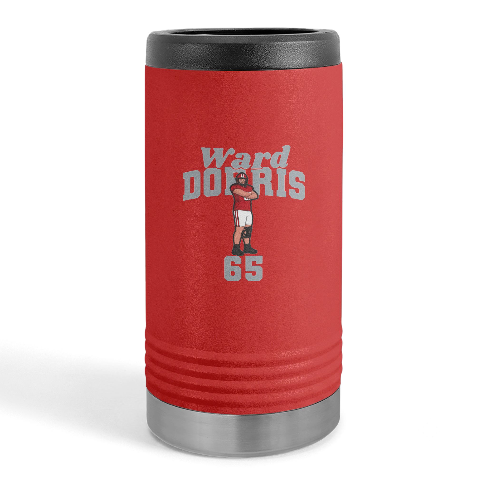 Slim Stainless Can Cooler — character_signature_arch in Red