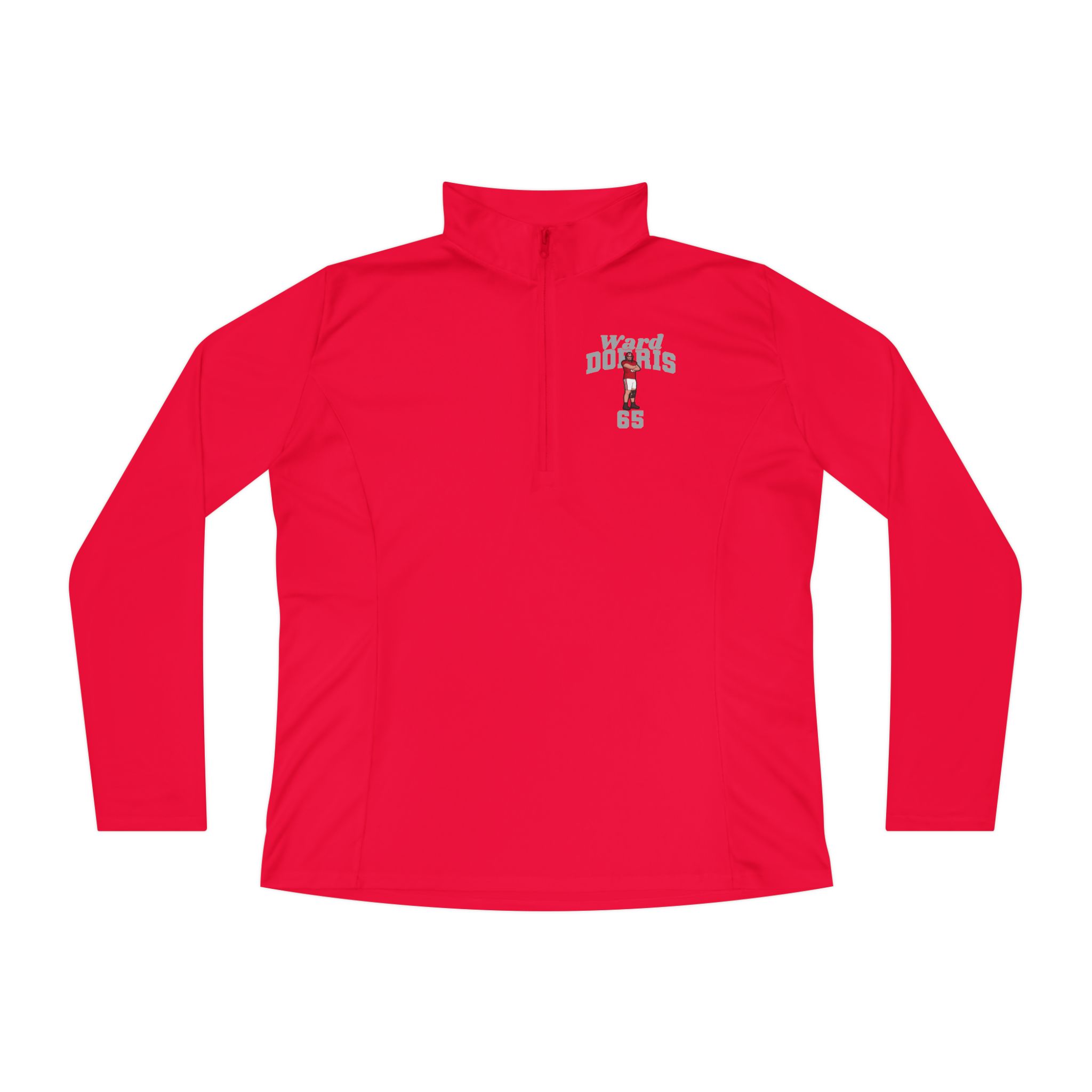Women's Q-Zip Pullover — character_signature_arch in Red