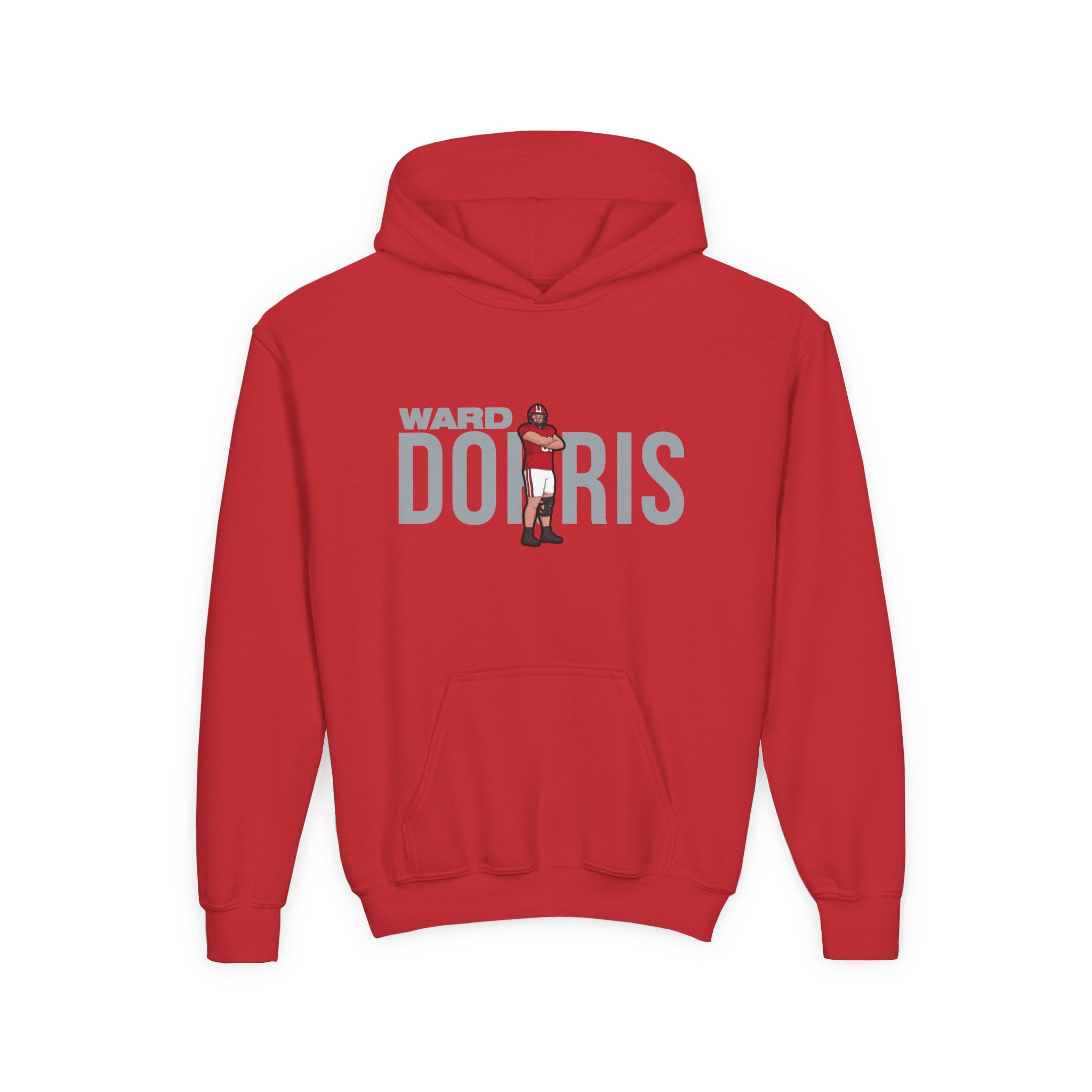 Youth Hoodie — character_player_name in Red