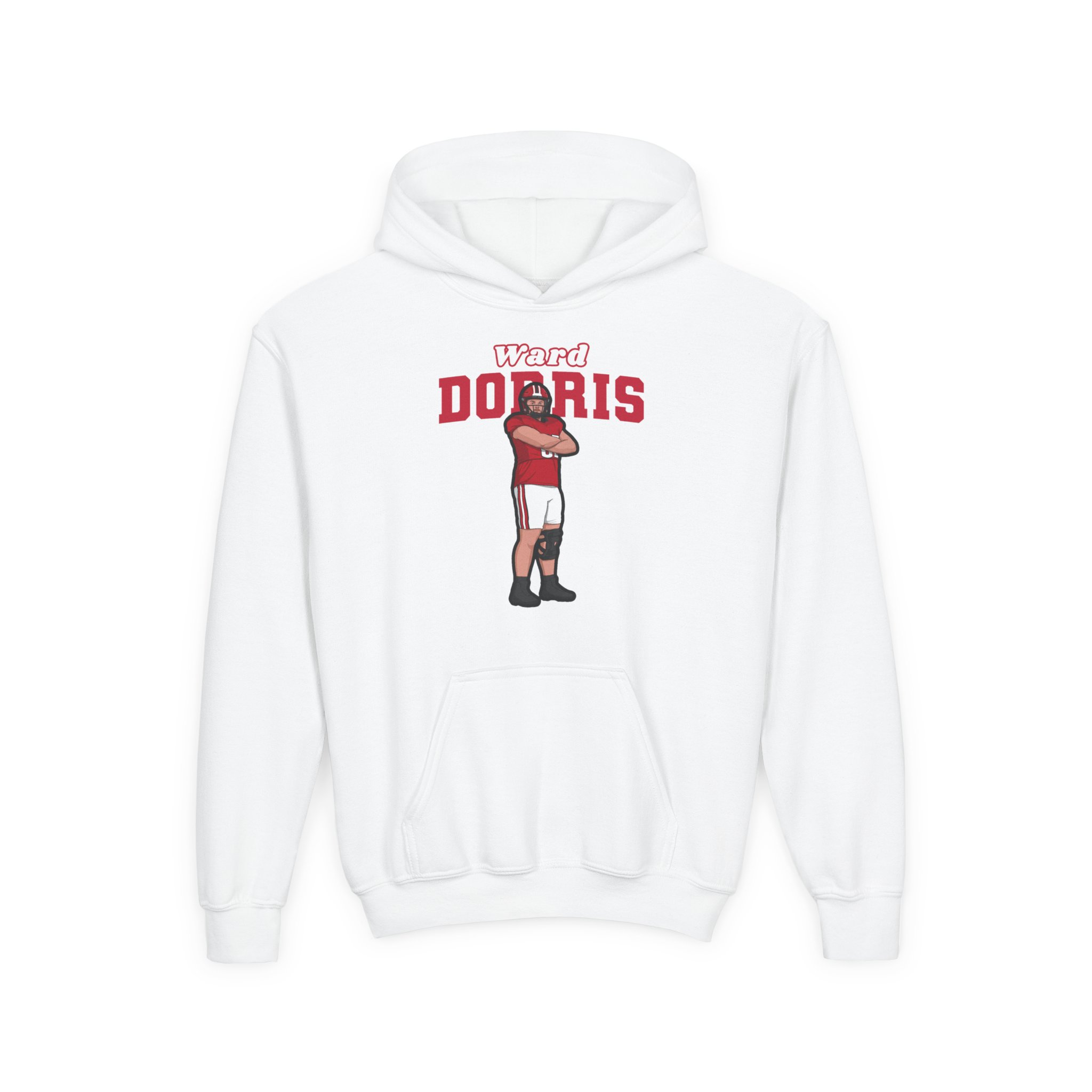 Youth Hoodie — character_name_arch in White