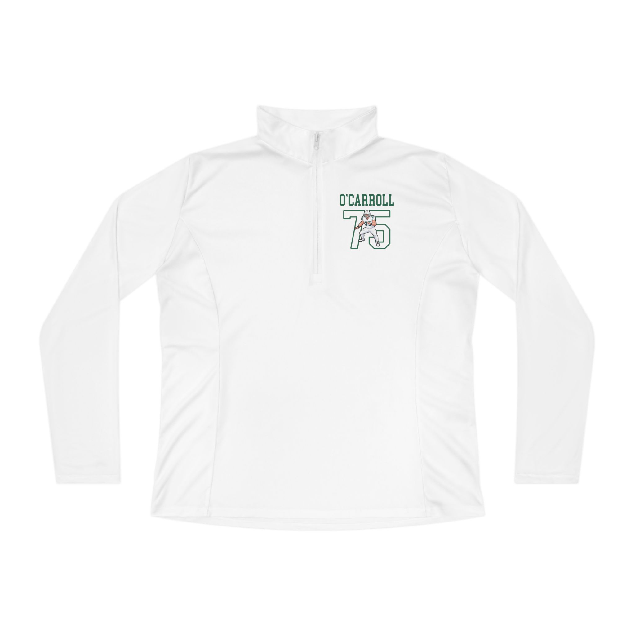 Women's Q-Zip Pullover — character_shirsey in White