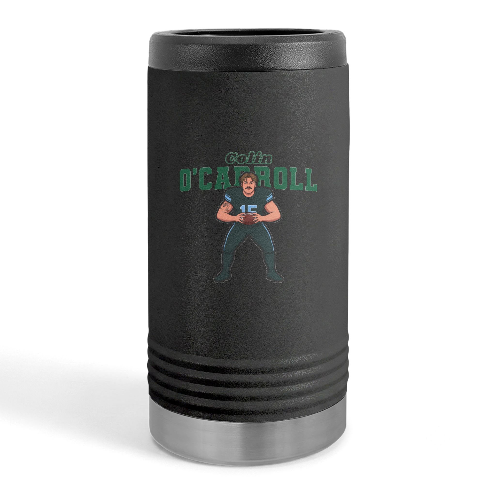 Slim Stainless Can Cooler — character_name_arch in Black