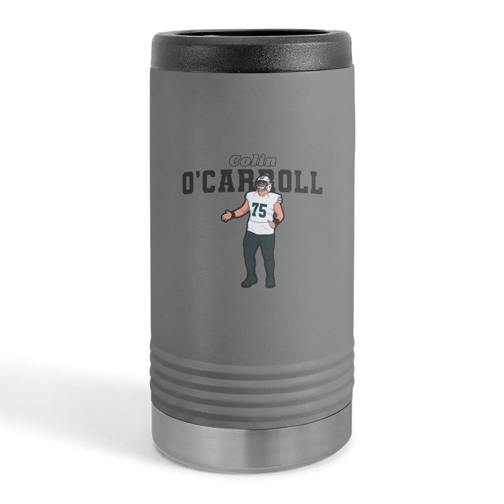 Slim Stainless Can Cooler — character_name_arch in Grey