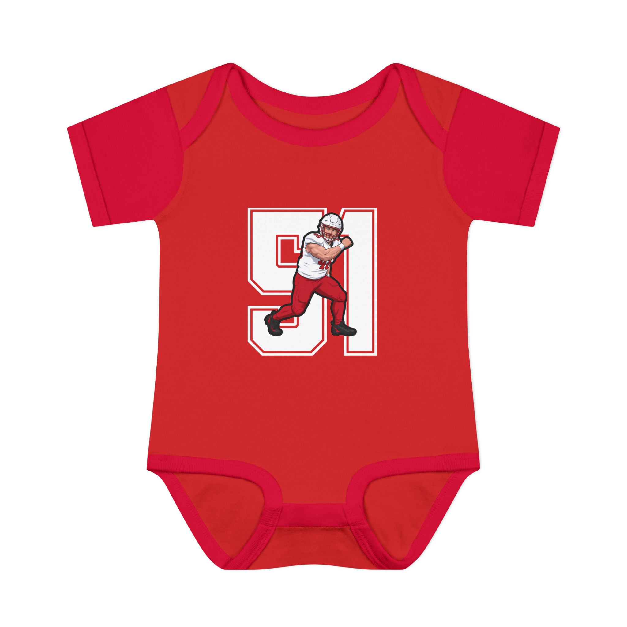 Baby Onesie — character_number in Red