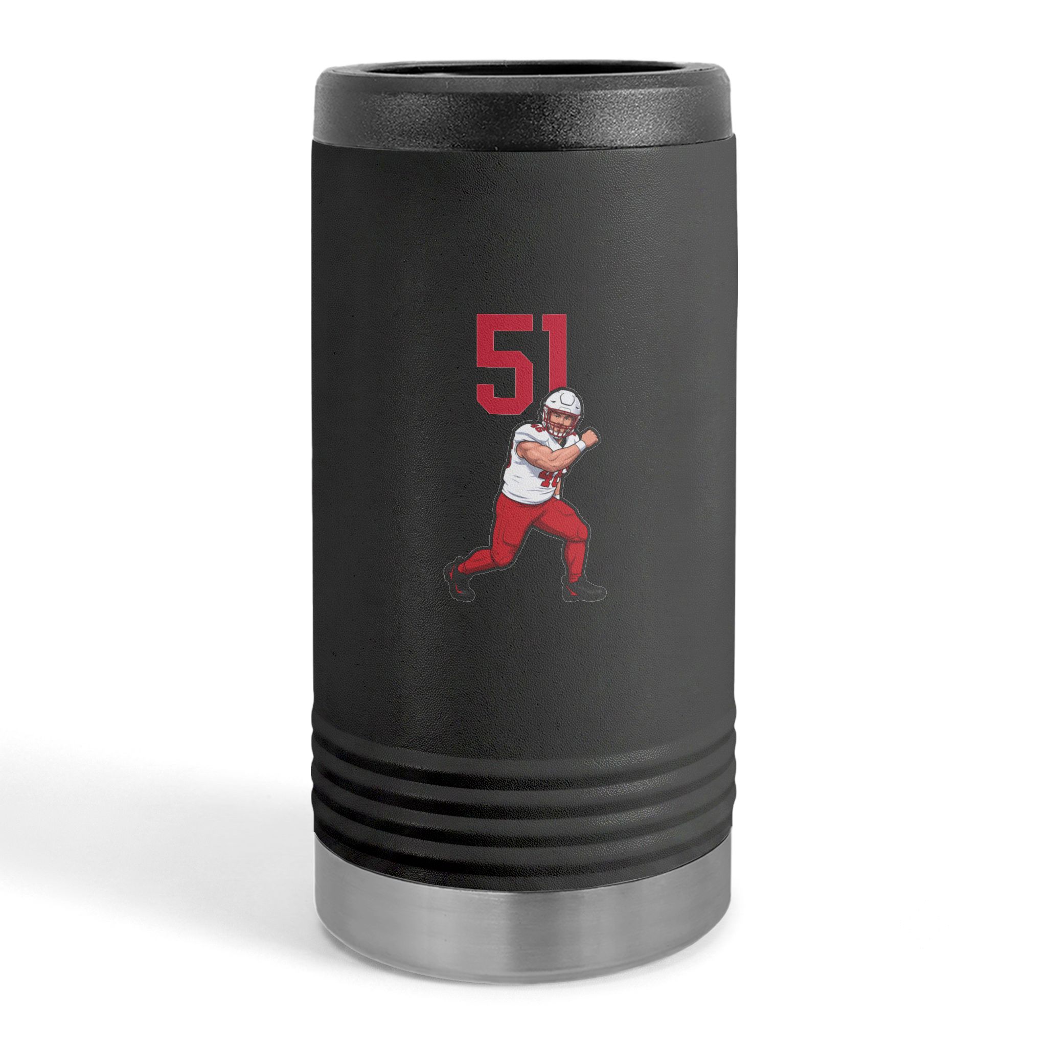 Slim Stainless Can Cooler — character_number_top in Black