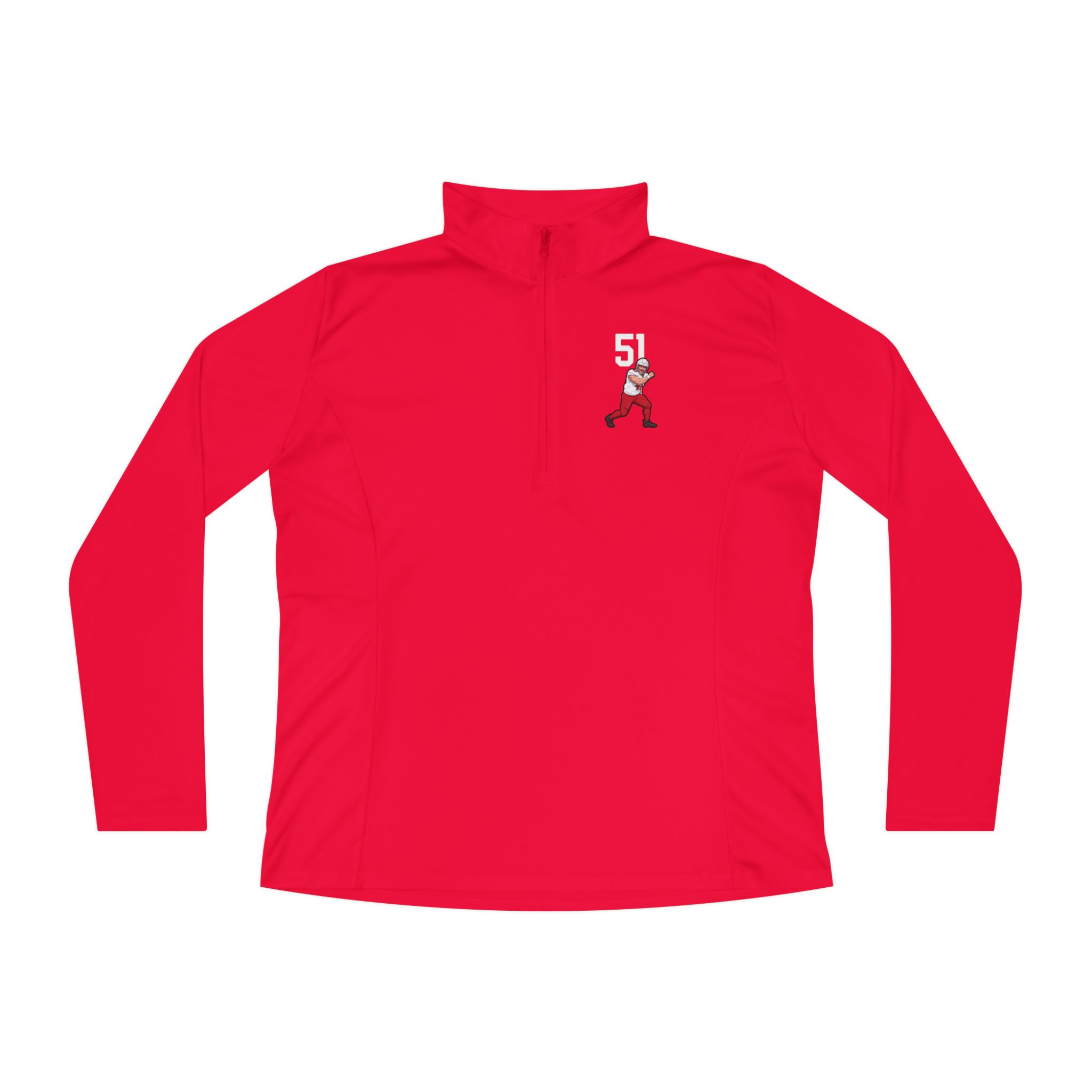 Women's Q-Zip Pullover — character_number_top in Red
