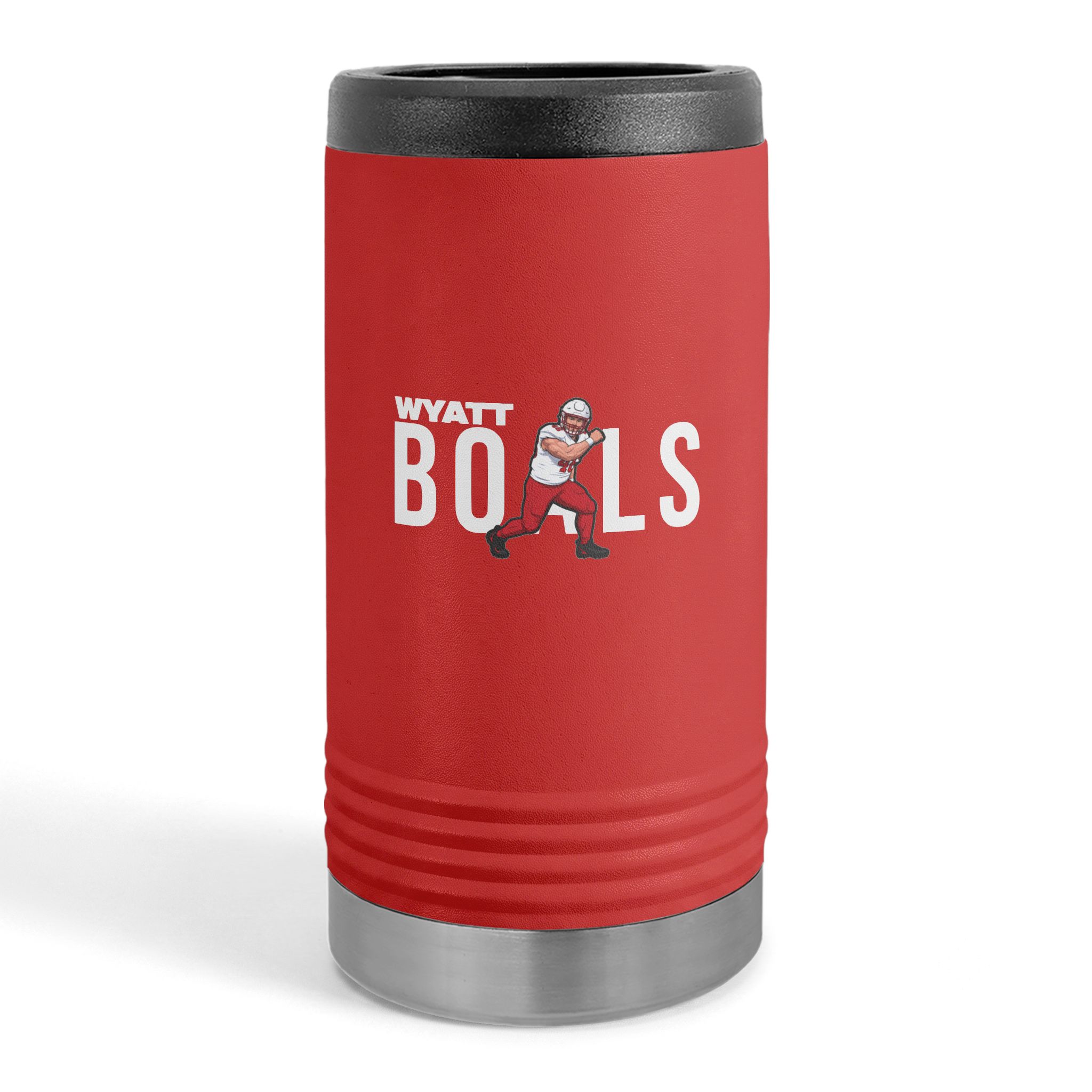 Slim Stainless Can Cooler — character_player_name in Red