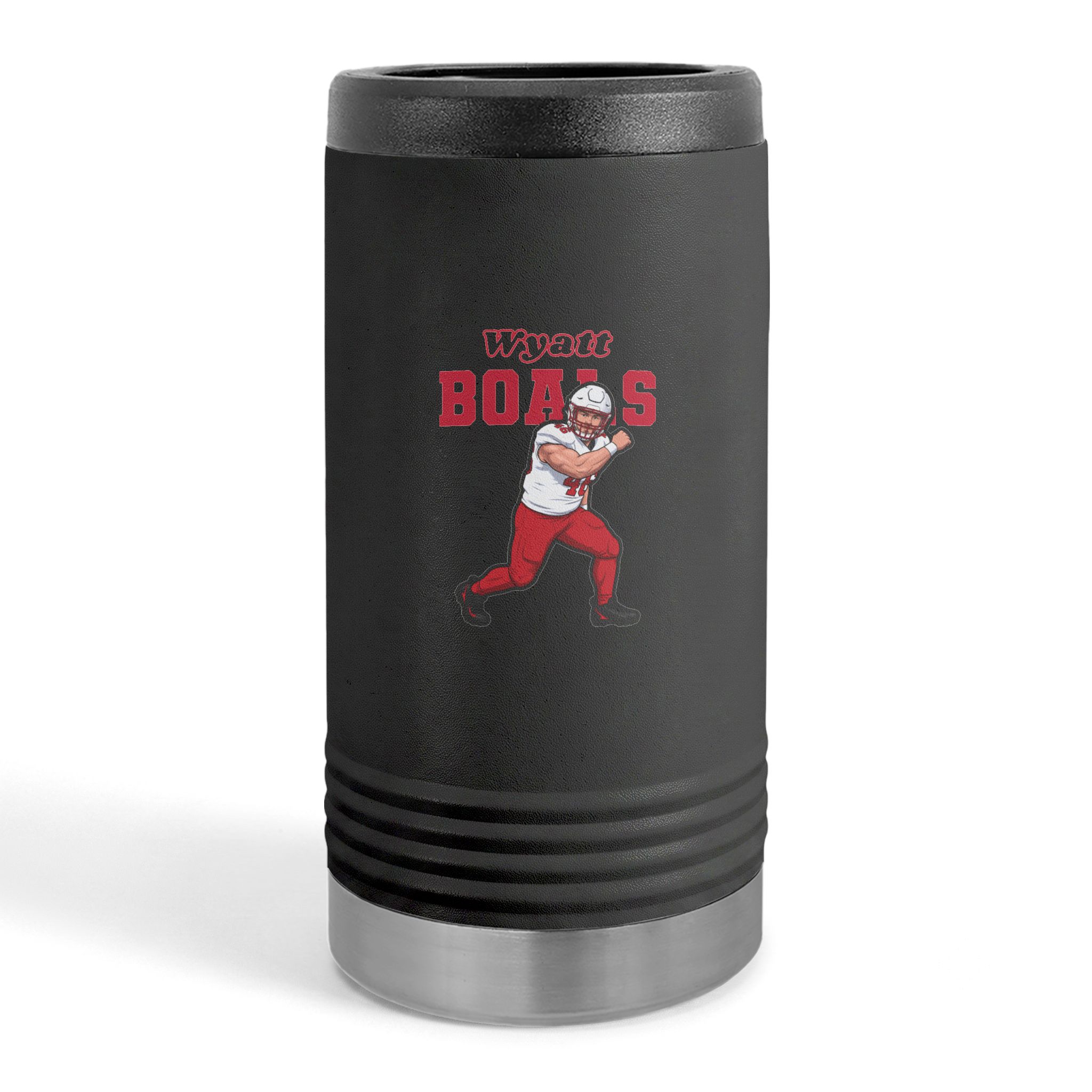 Slim Stainless Can Cooler — character_name_arch in Black