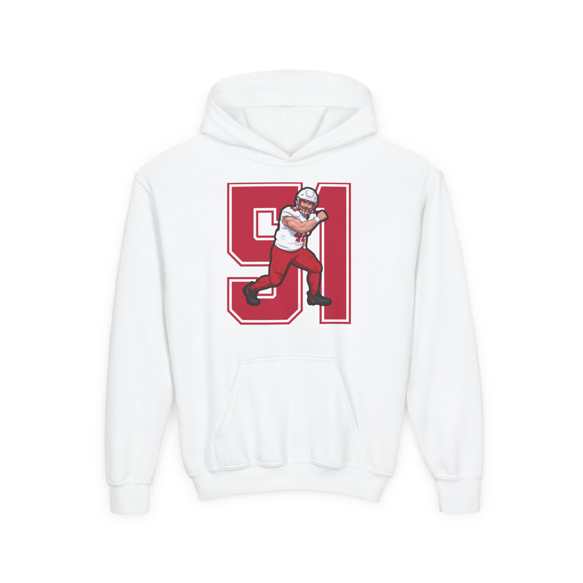 Youth Hoodie — character_number in White
