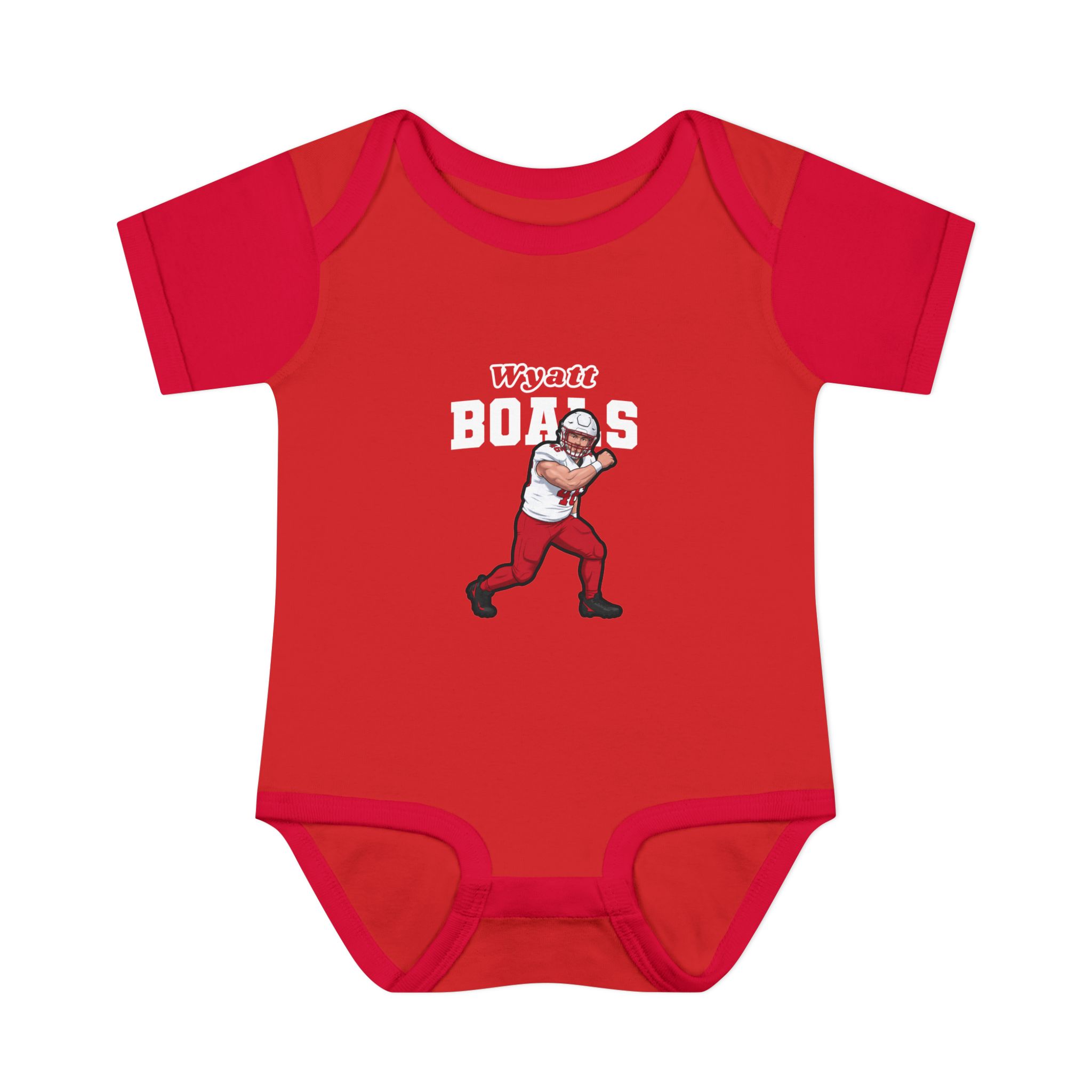 Baby Onesie — character_name_arch in Red