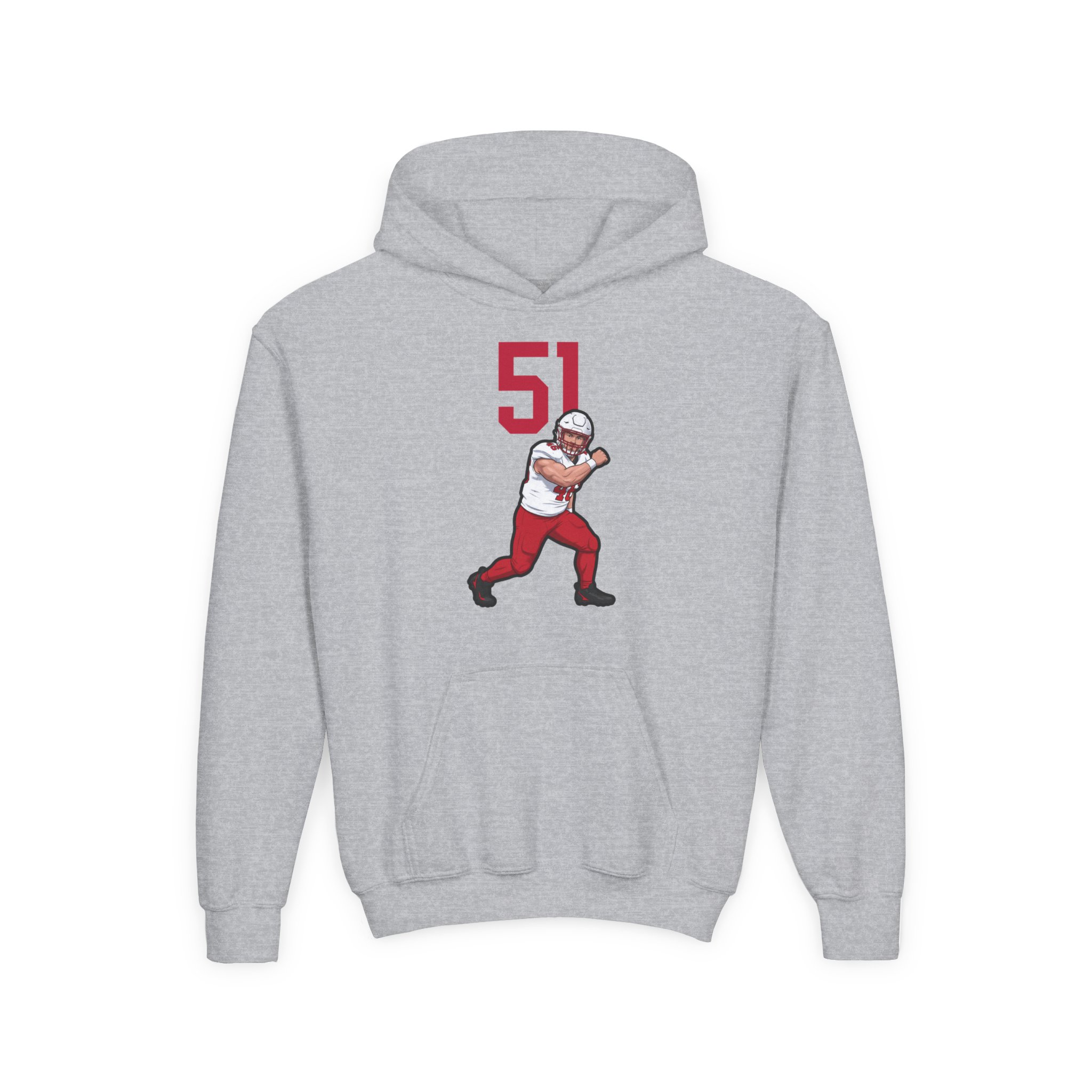 Youth Hoodie — character_number_top in Grey
