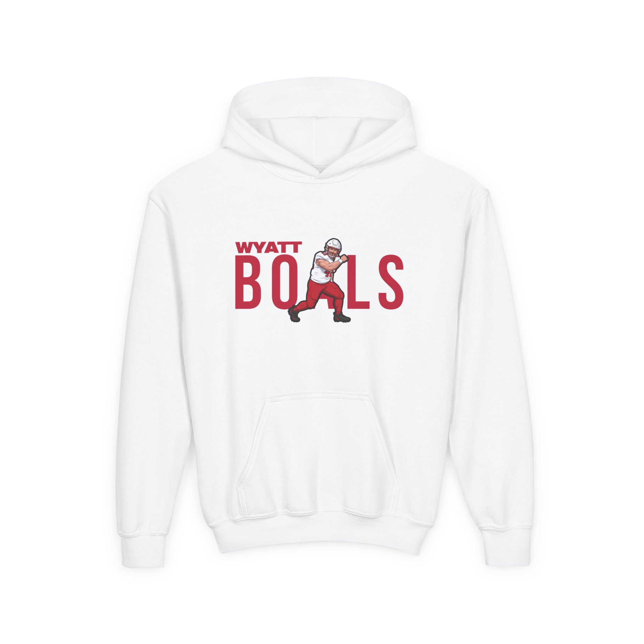 Youth Hoodie — character_player_name in White