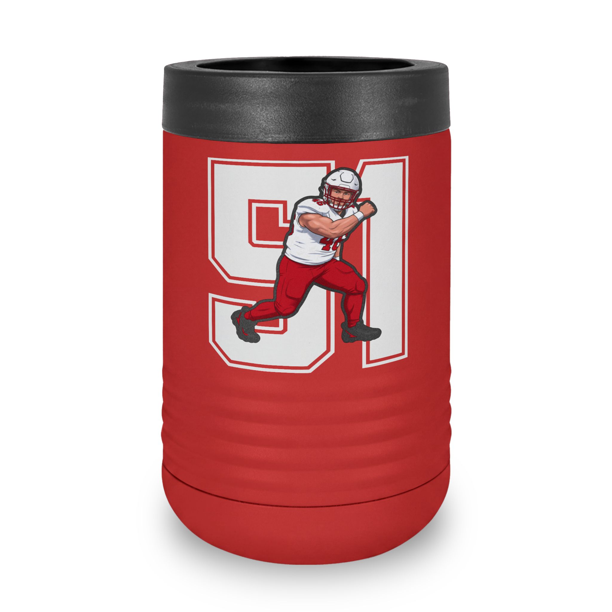 Stainless Can Cooler — character_number in Red