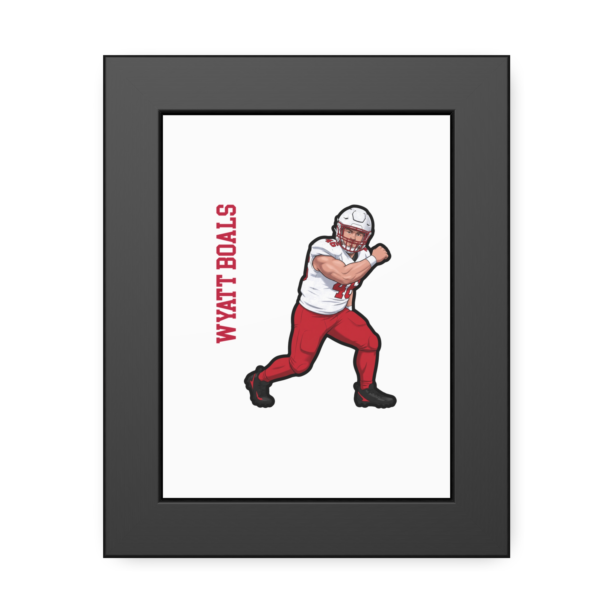 Framed Poster — character_name_vertical in Black