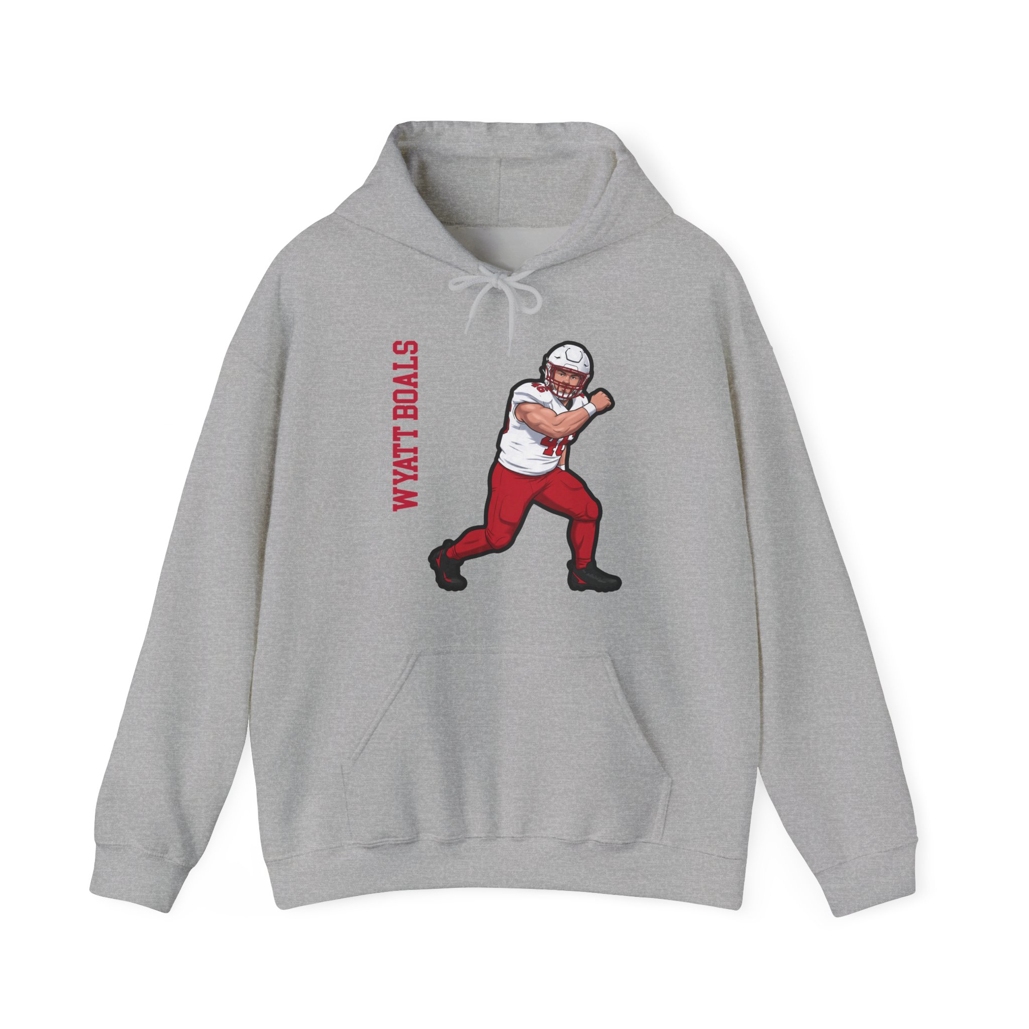 Hoodie — character_name_vertical in Grey
