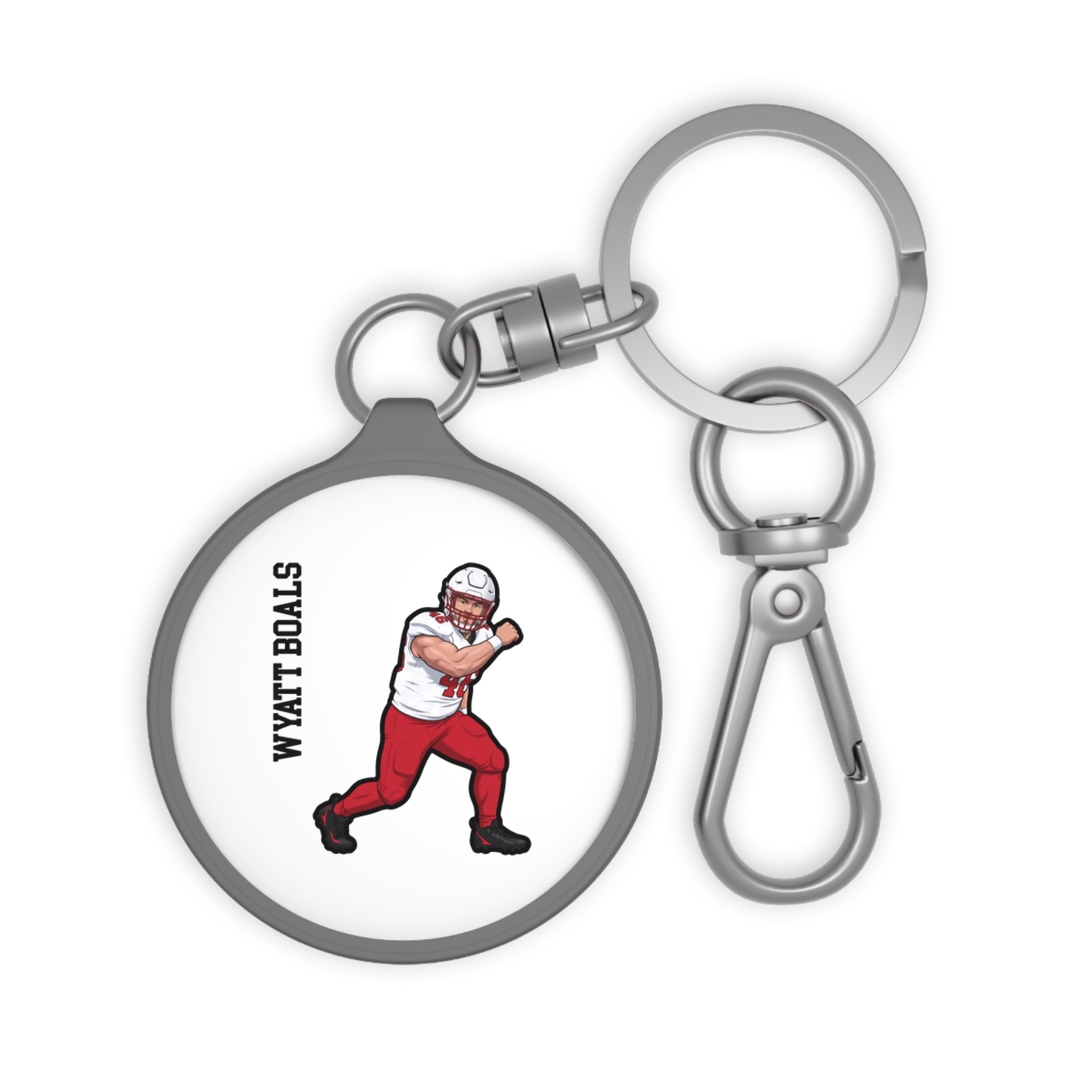 Keychain — character_name_vertical in Grey