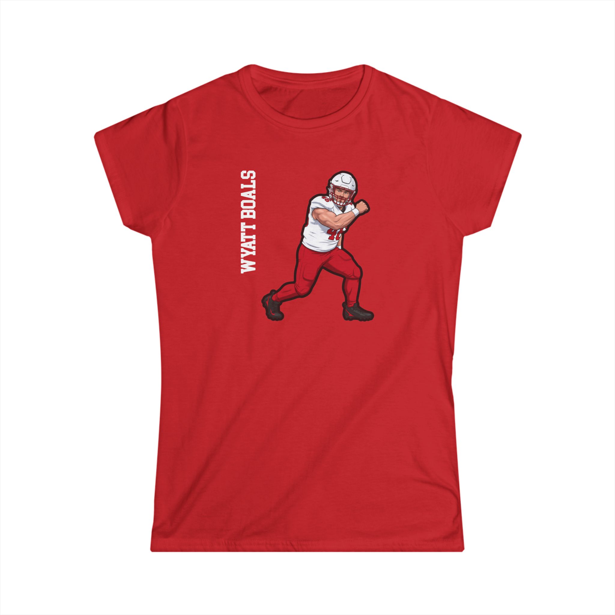 Women's Softstyle Tee — character_name_vertical in Red