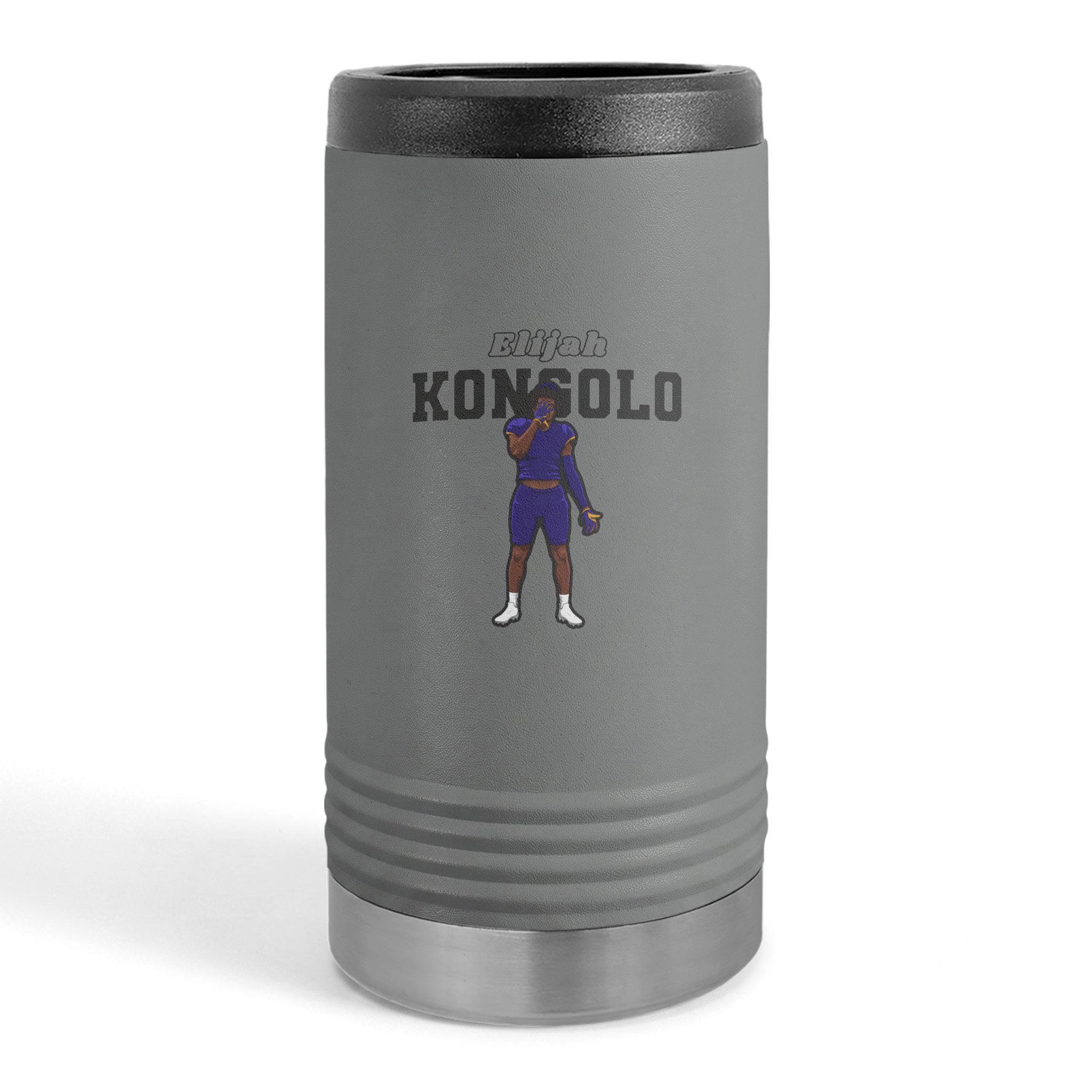 Slim Stainless Can Cooler — character_name_arch in Grey