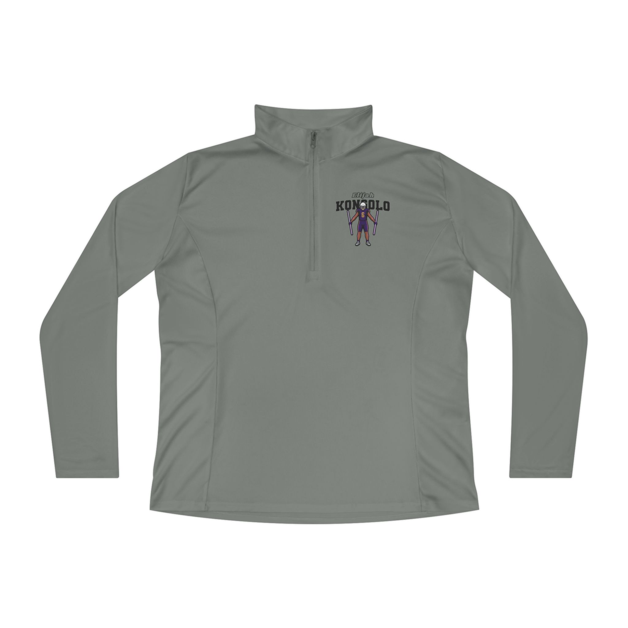 Women's Q-Zip Pullover — character_name_arch in Grey