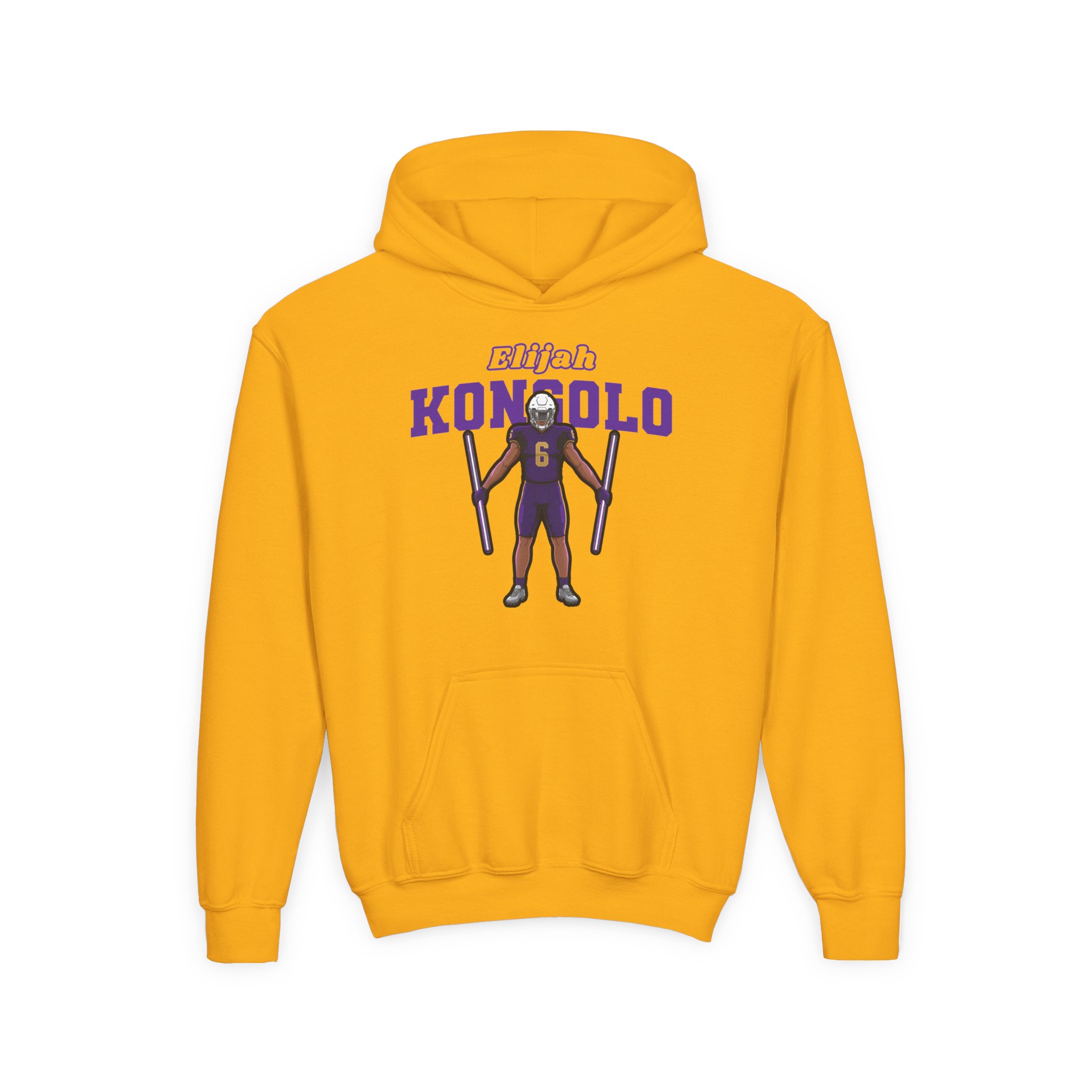 Youth Hoodie — character_name_arch in Gold