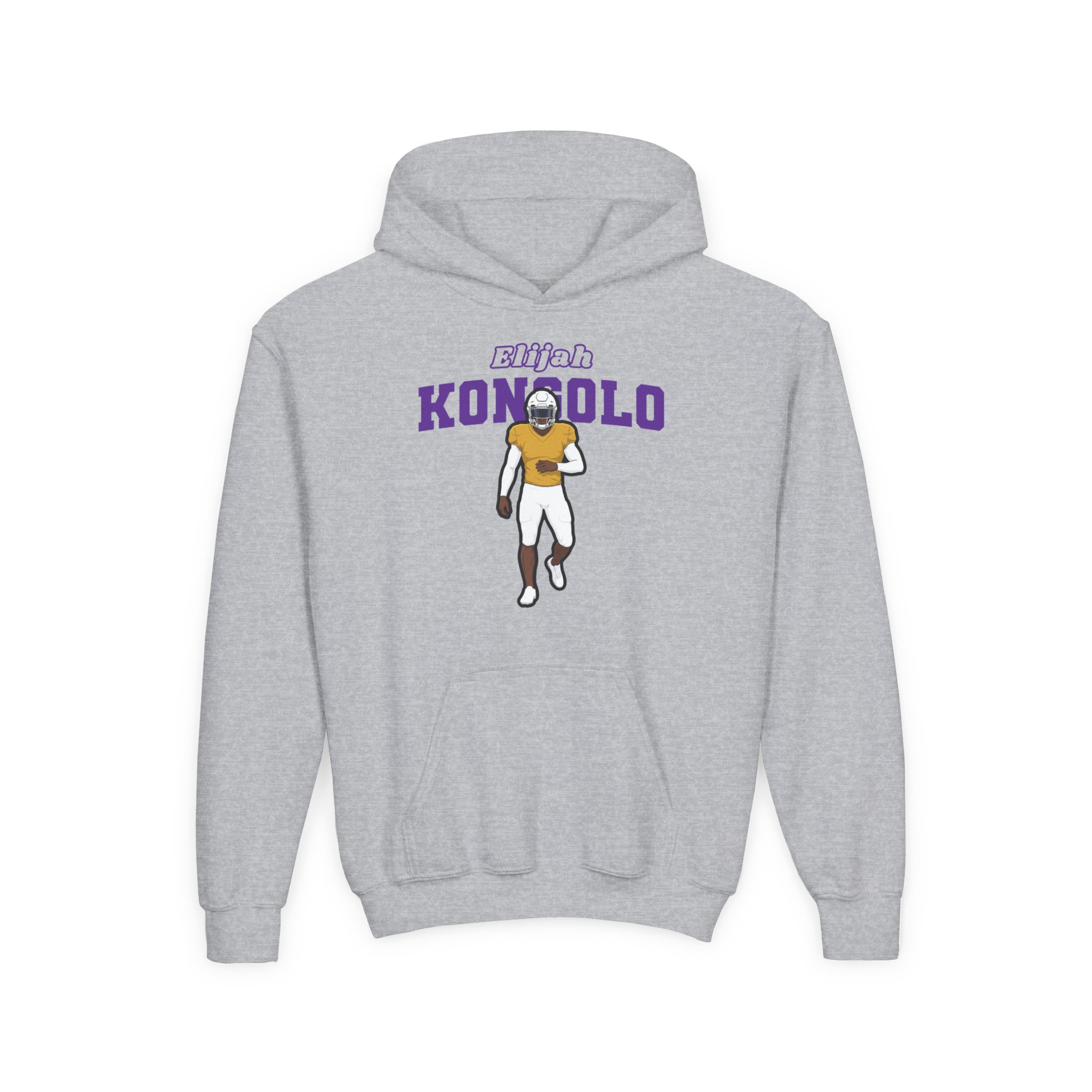 Youth Hoodie — character_name_arch in Grey