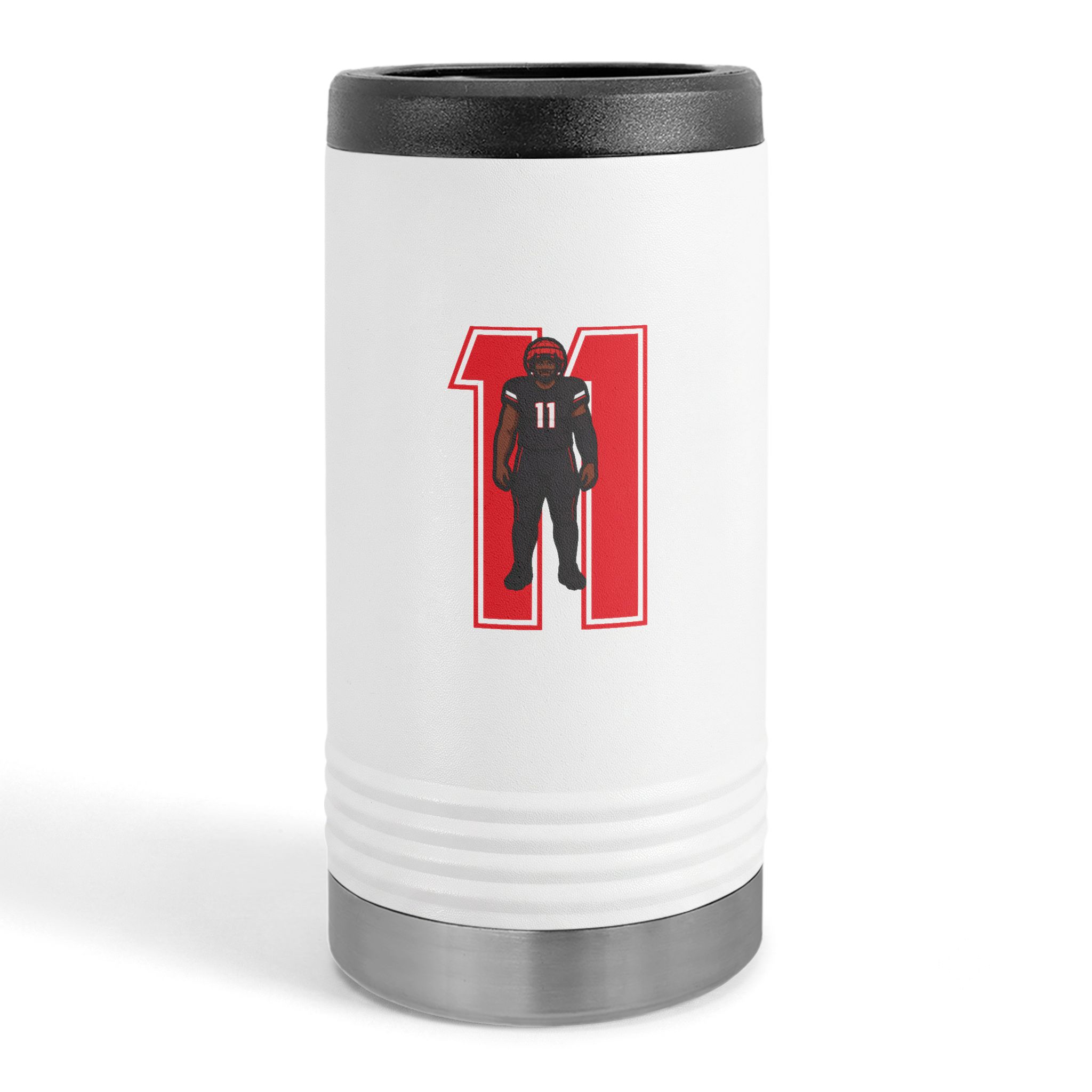 Slim Stainless Can Cooler — character_number in White