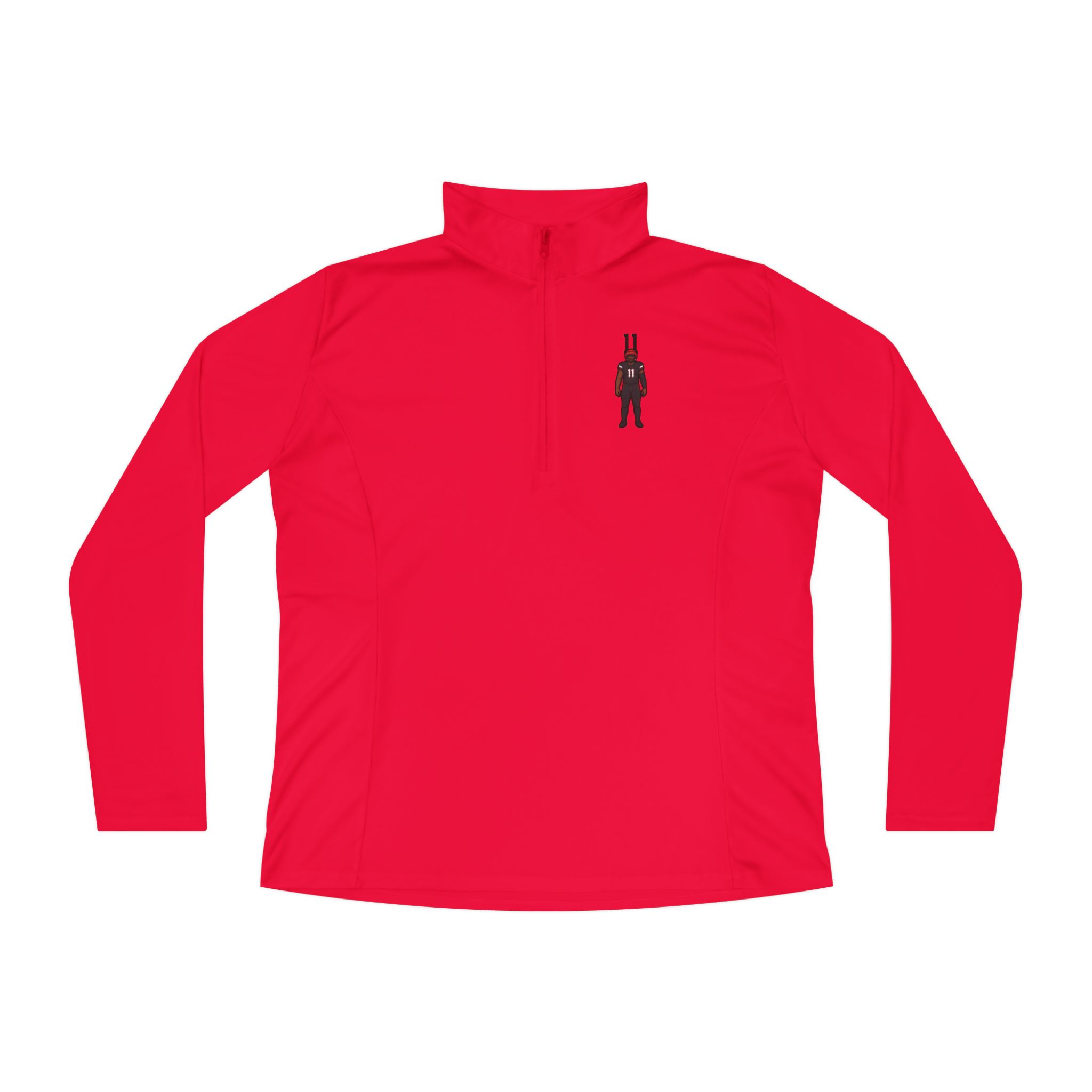 Women's Q-Zip Pullover — character_number_top in Red