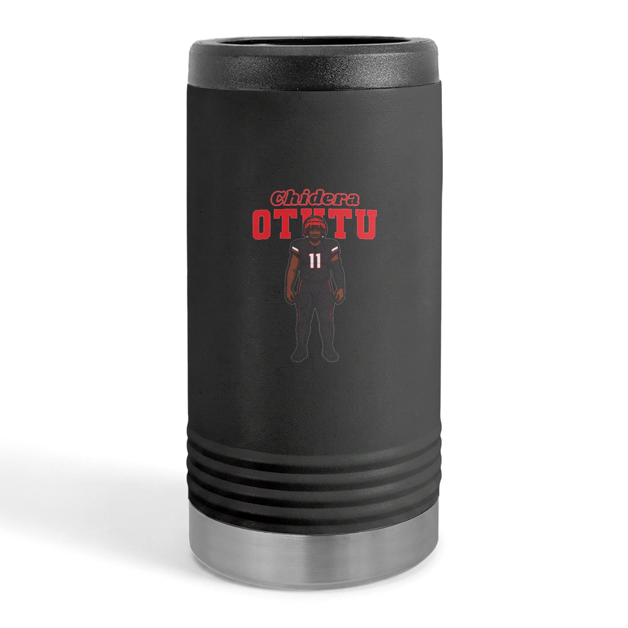 Slim Stainless Can Cooler — character_name_arch in Black