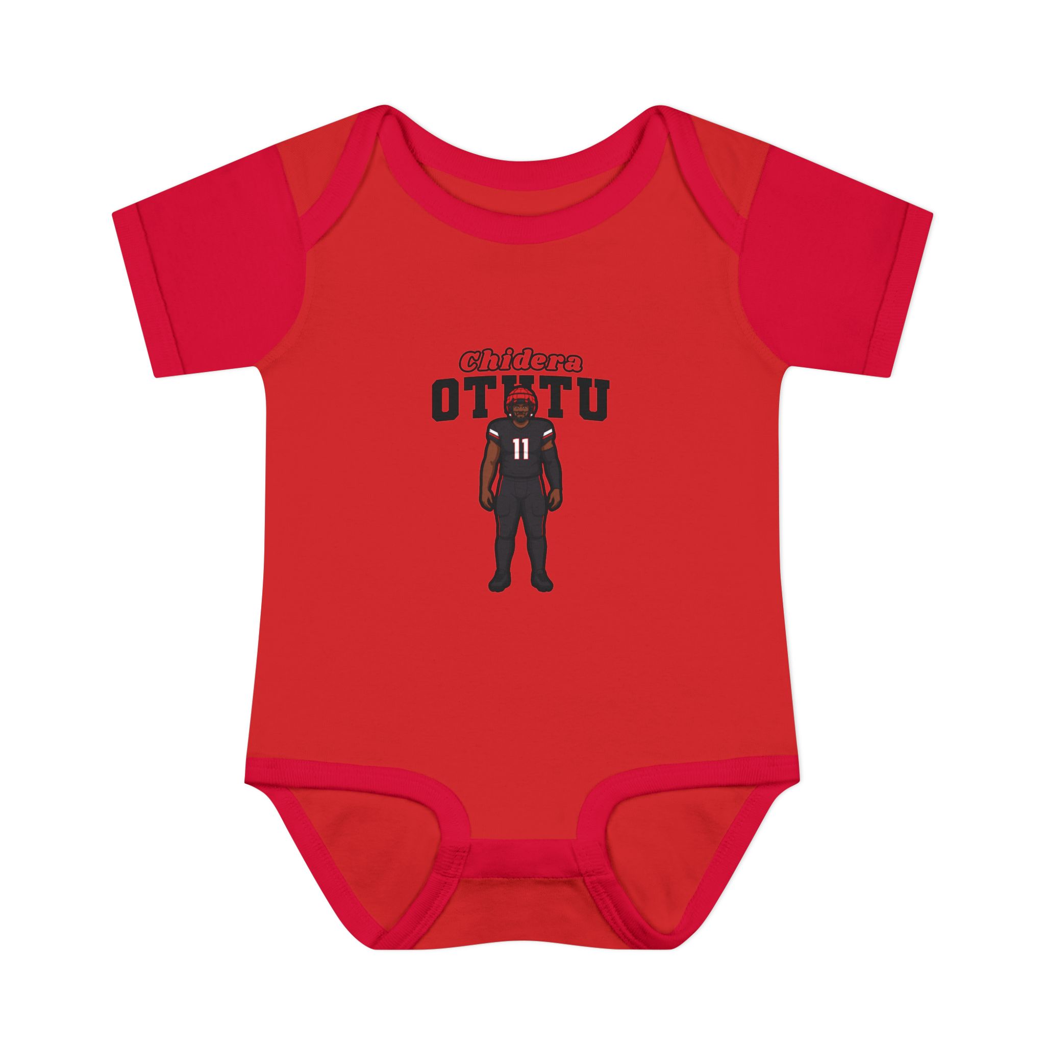 Baby Onesie — character_name_arch in Red