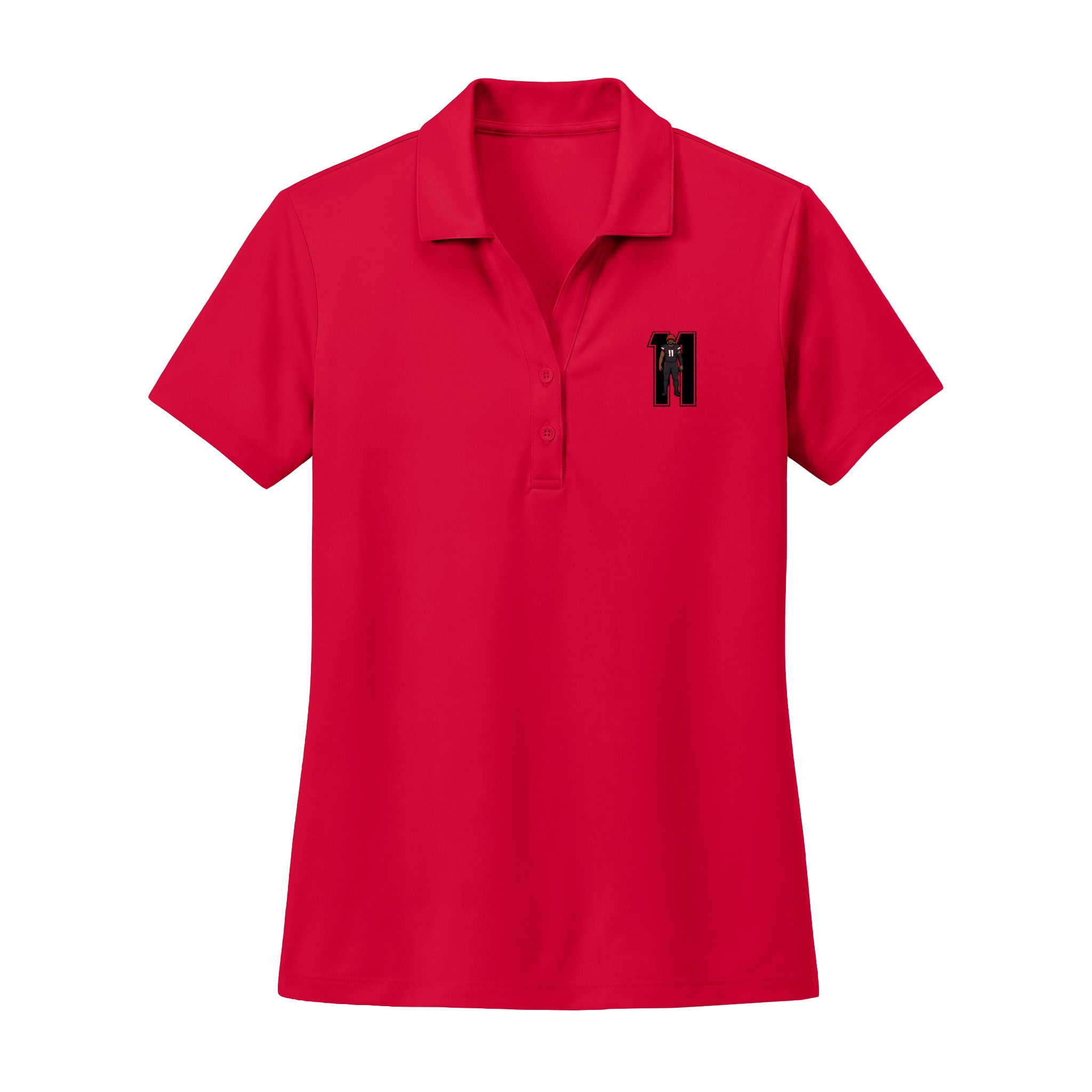 Women's Polo — character_number in Red