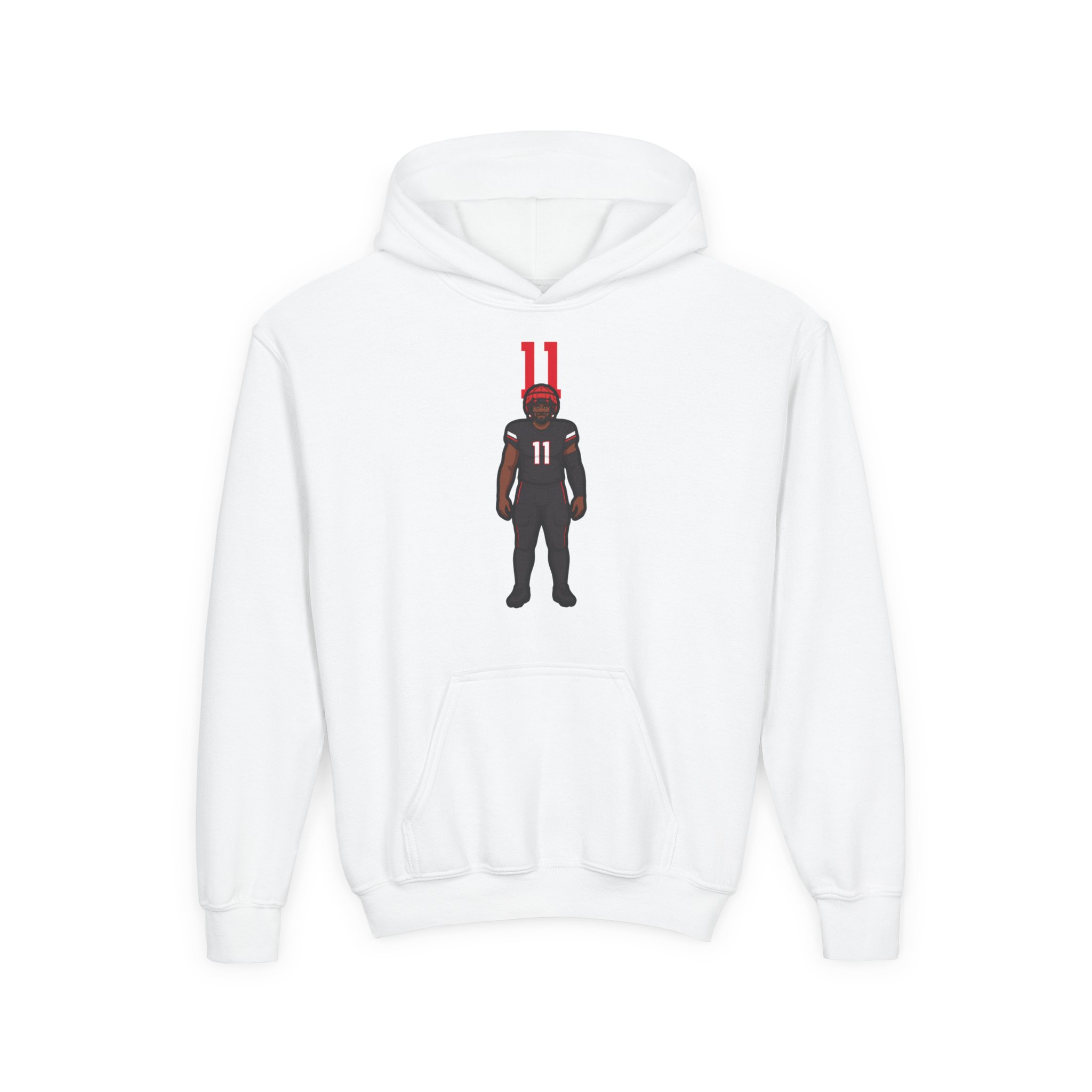 Youth Hoodie — character_number_top in White
