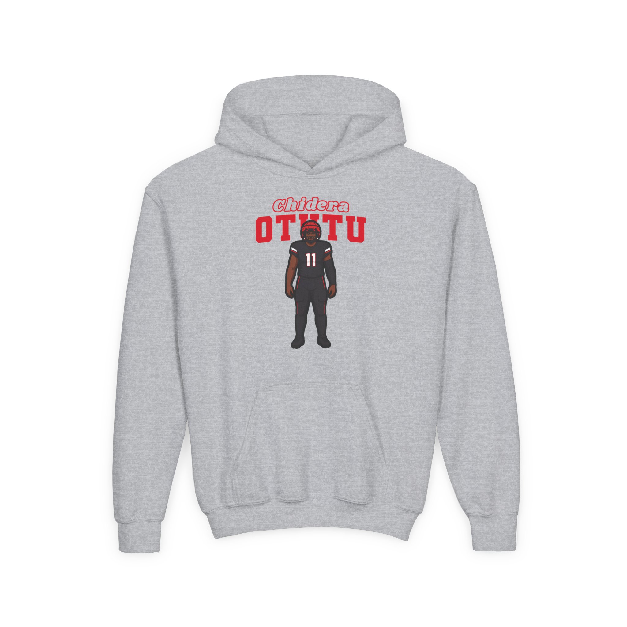 Youth Hoodie — character_name_arch in Grey