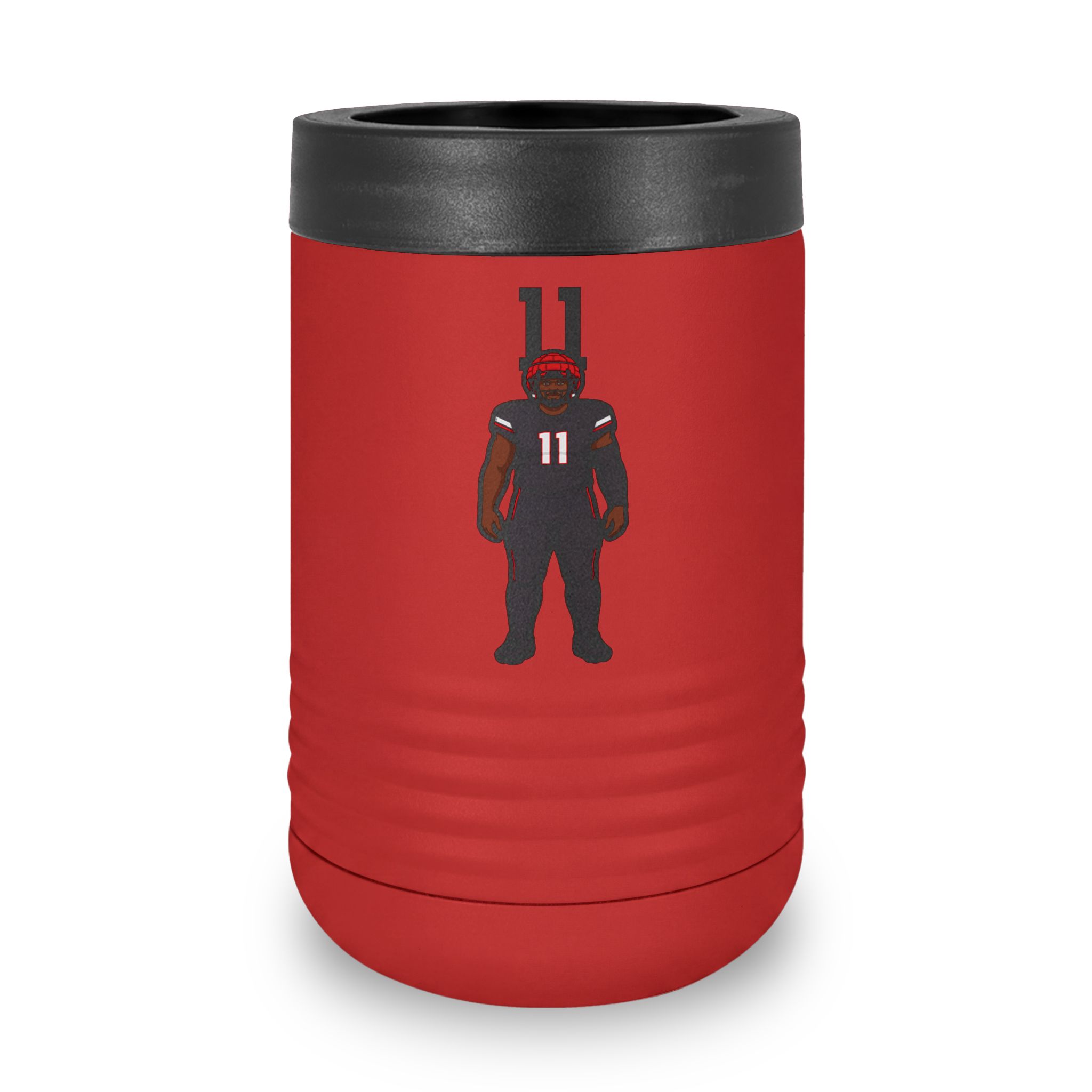 Stainless Can Cooler — character_number_top in Red
