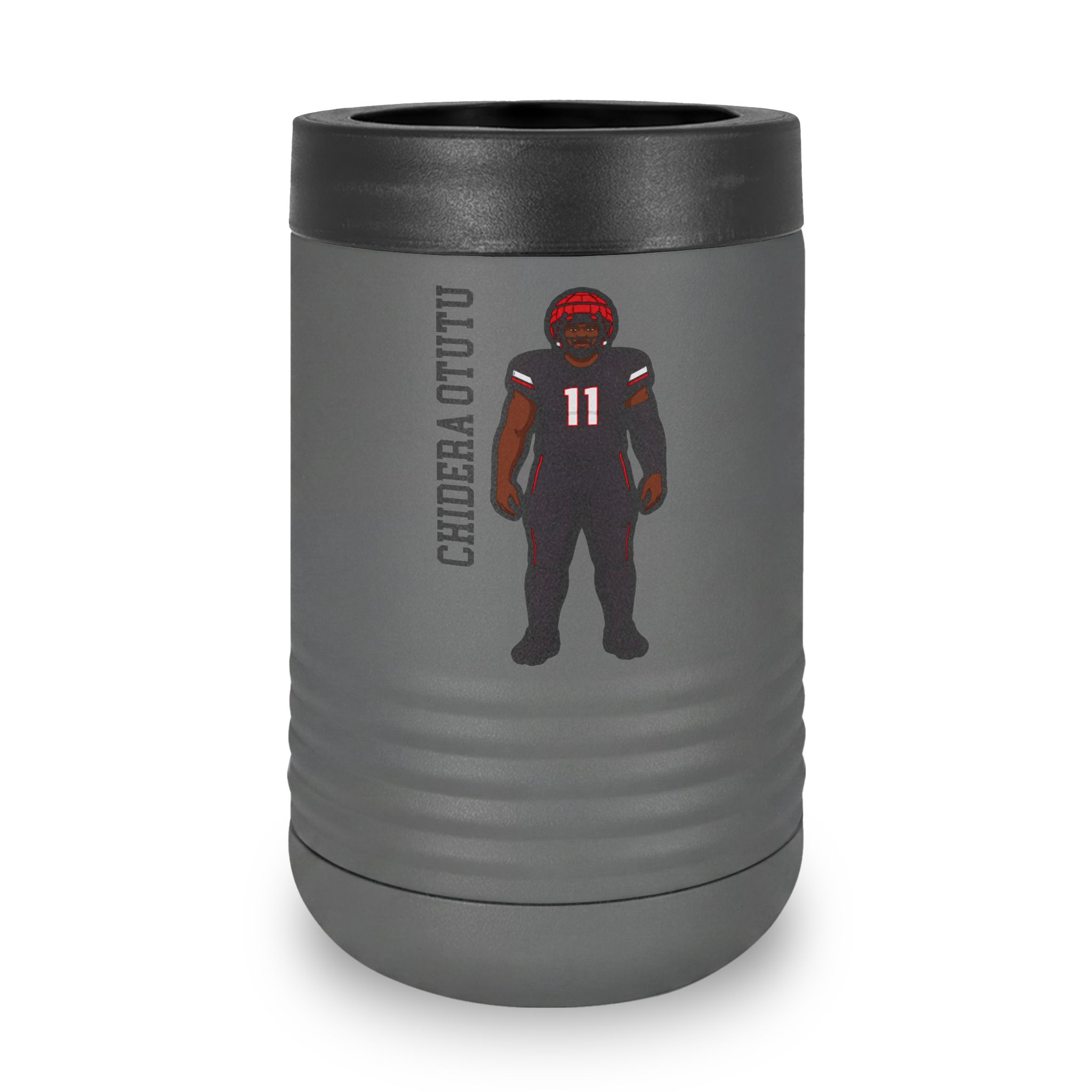 Stainless Can Cooler — character_name_vertical in Grey