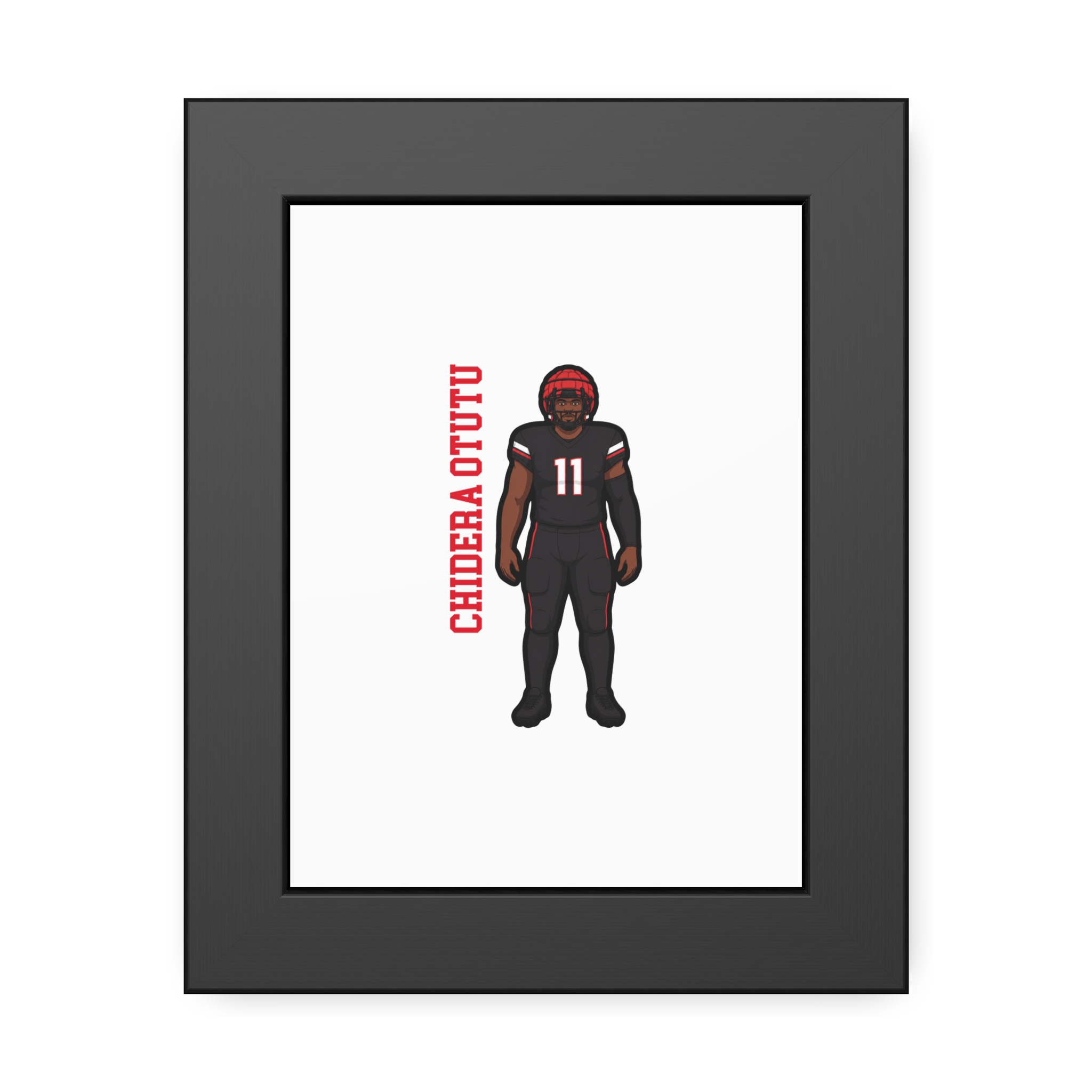 Framed Poster — character_name_vertical in Black