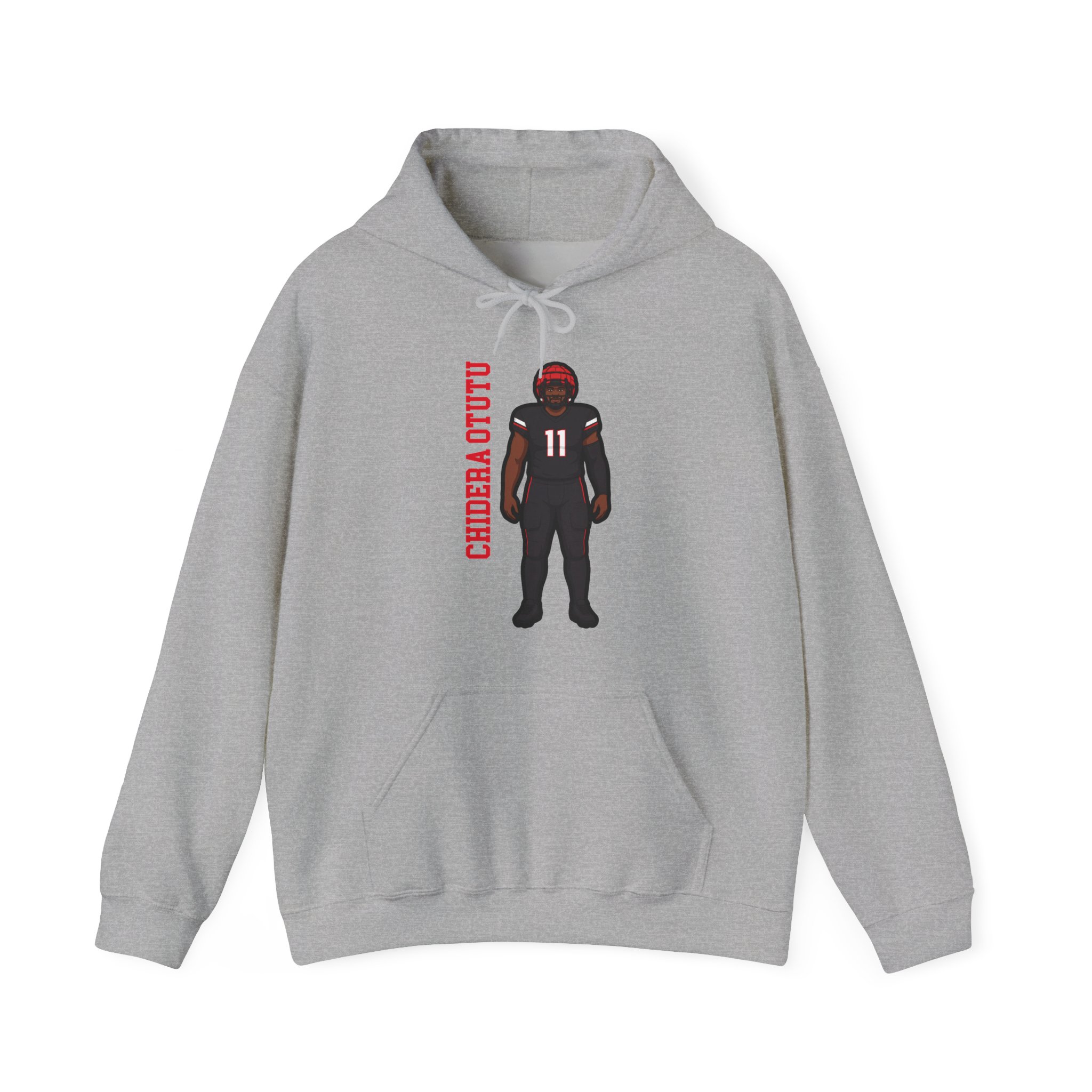 Hoodie — character_name_vertical in Grey