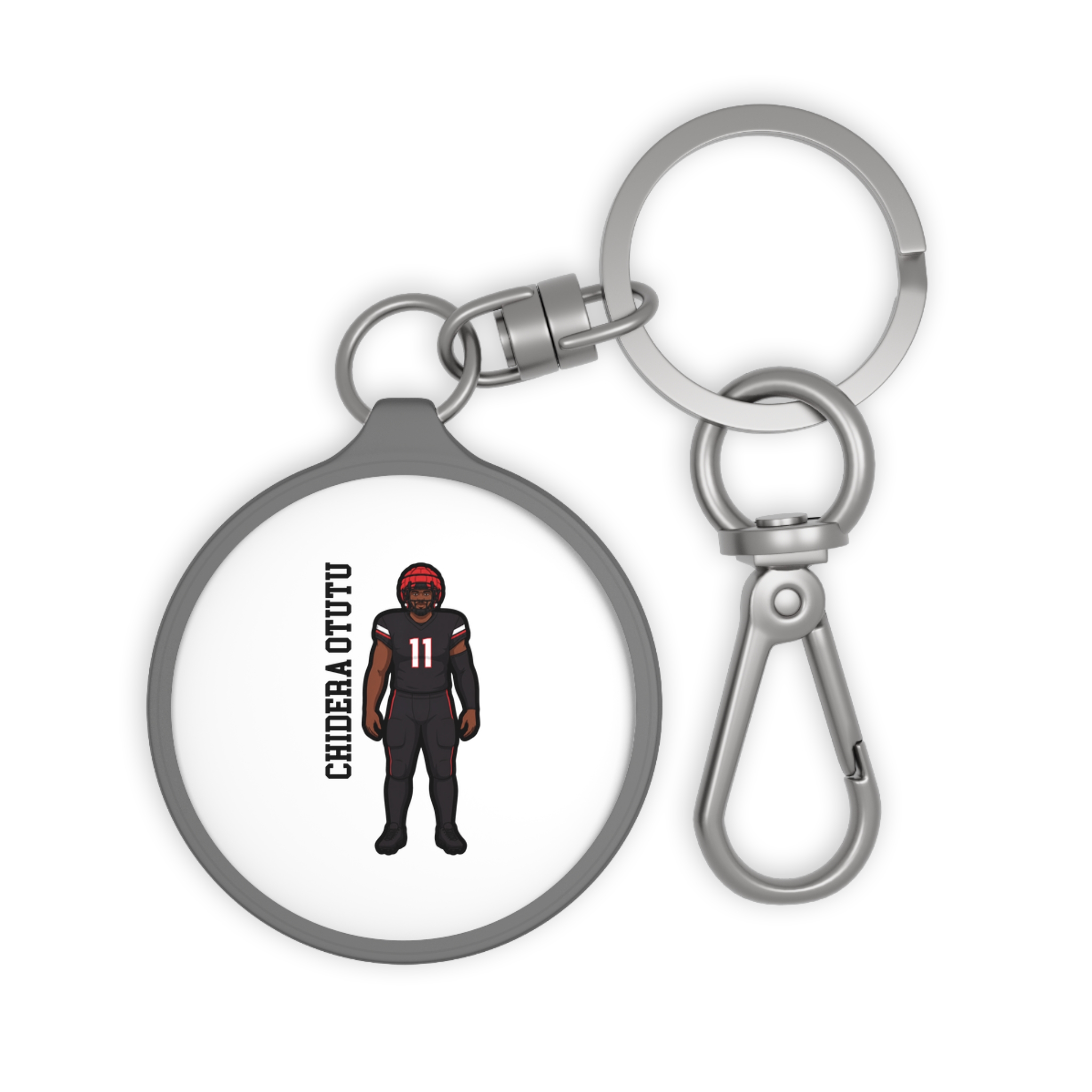 Keychain — character_name_vertical in Grey