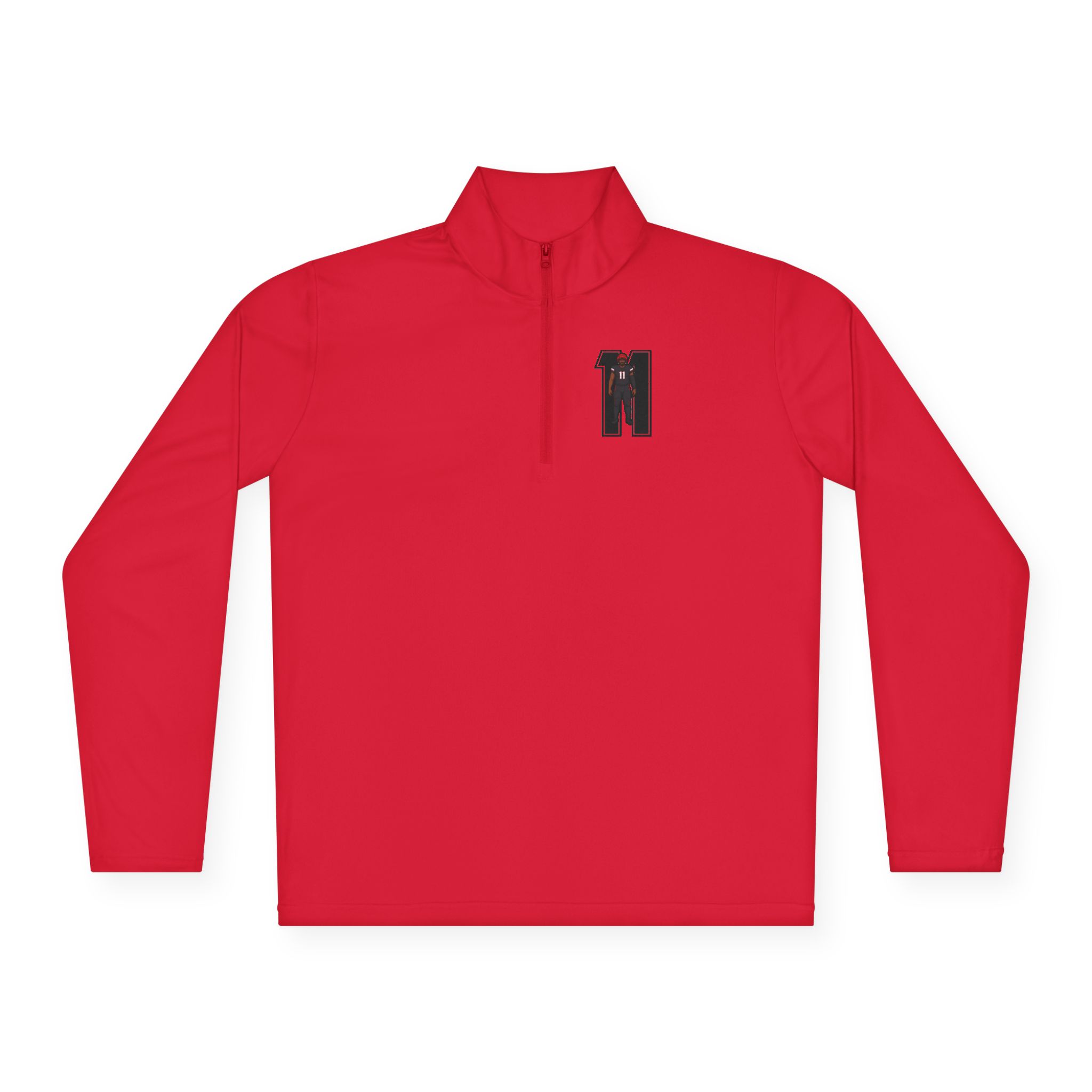 Q-Zip Pullover — character_number in Red