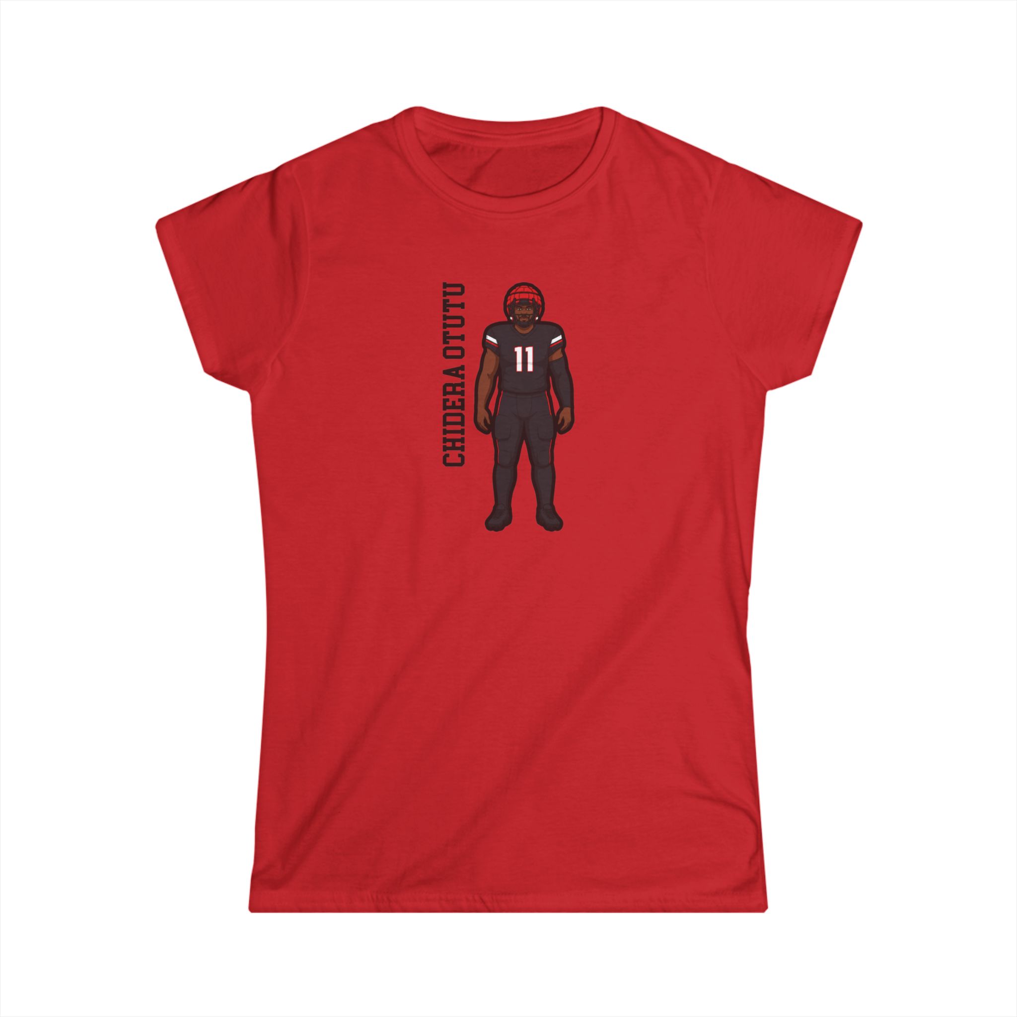Women's Softstyle Tee — character_name_vertical in Red